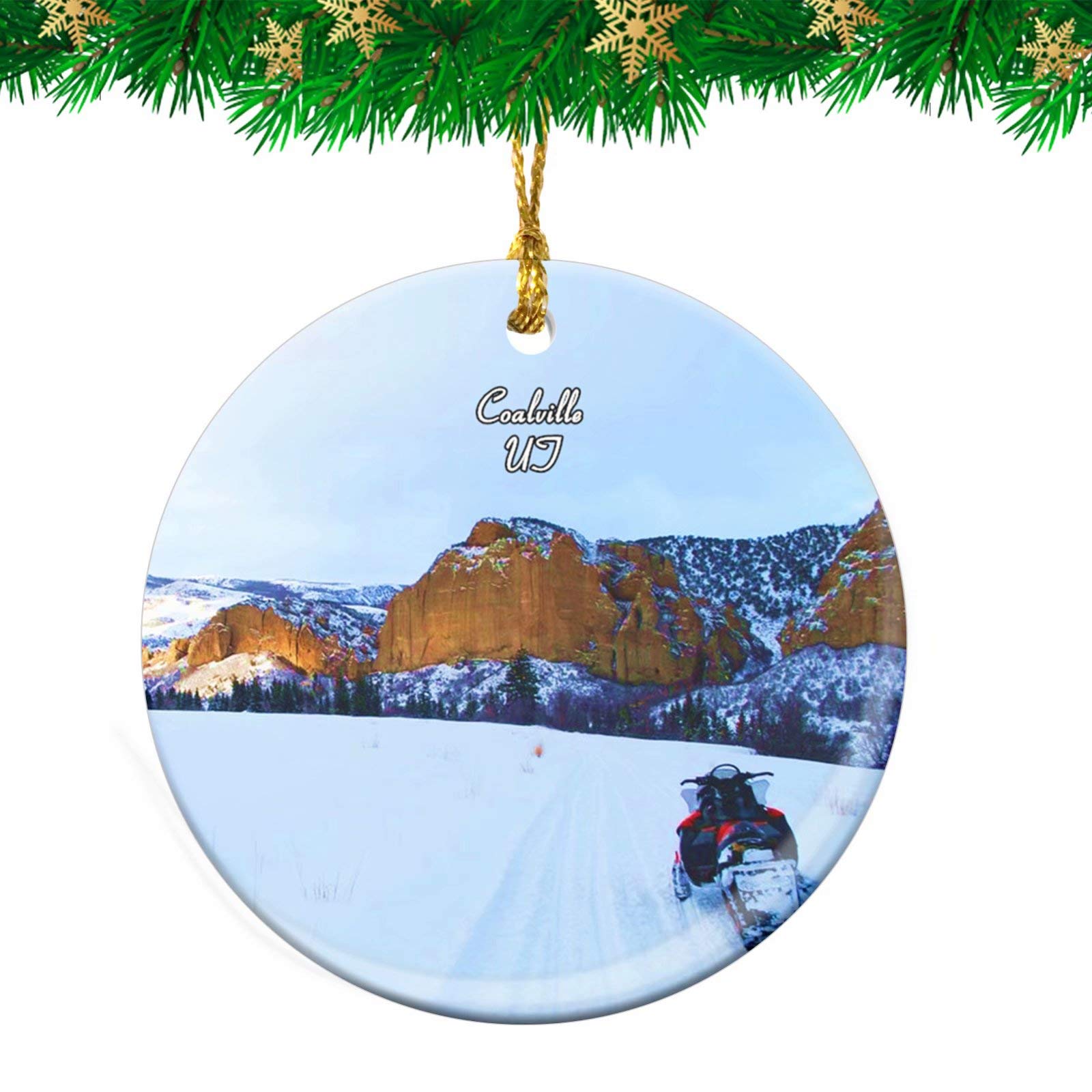 Coalville Backcountry Snowmobiling Utah USA Christmas Ornament Travel Souvenir Personalized Christmas Tree Pendant Hanging Decoration