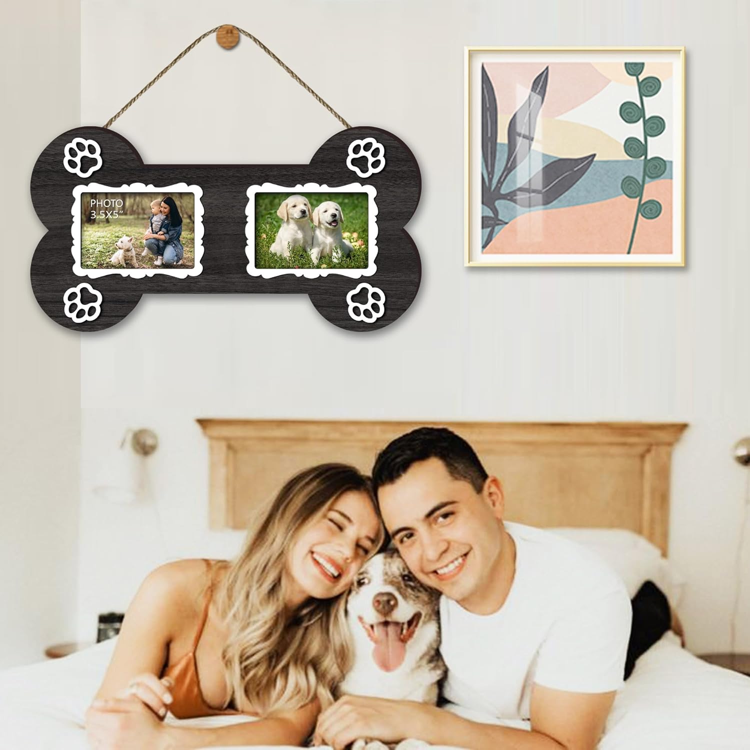 Dog Memorial 3.5x5 Inches Bone Shaped Double Picture Frame - Pet Passing Away Sympathy Gift with Paw Print - Bereavement Sympathy Decor for Loss of Dog - Image 5