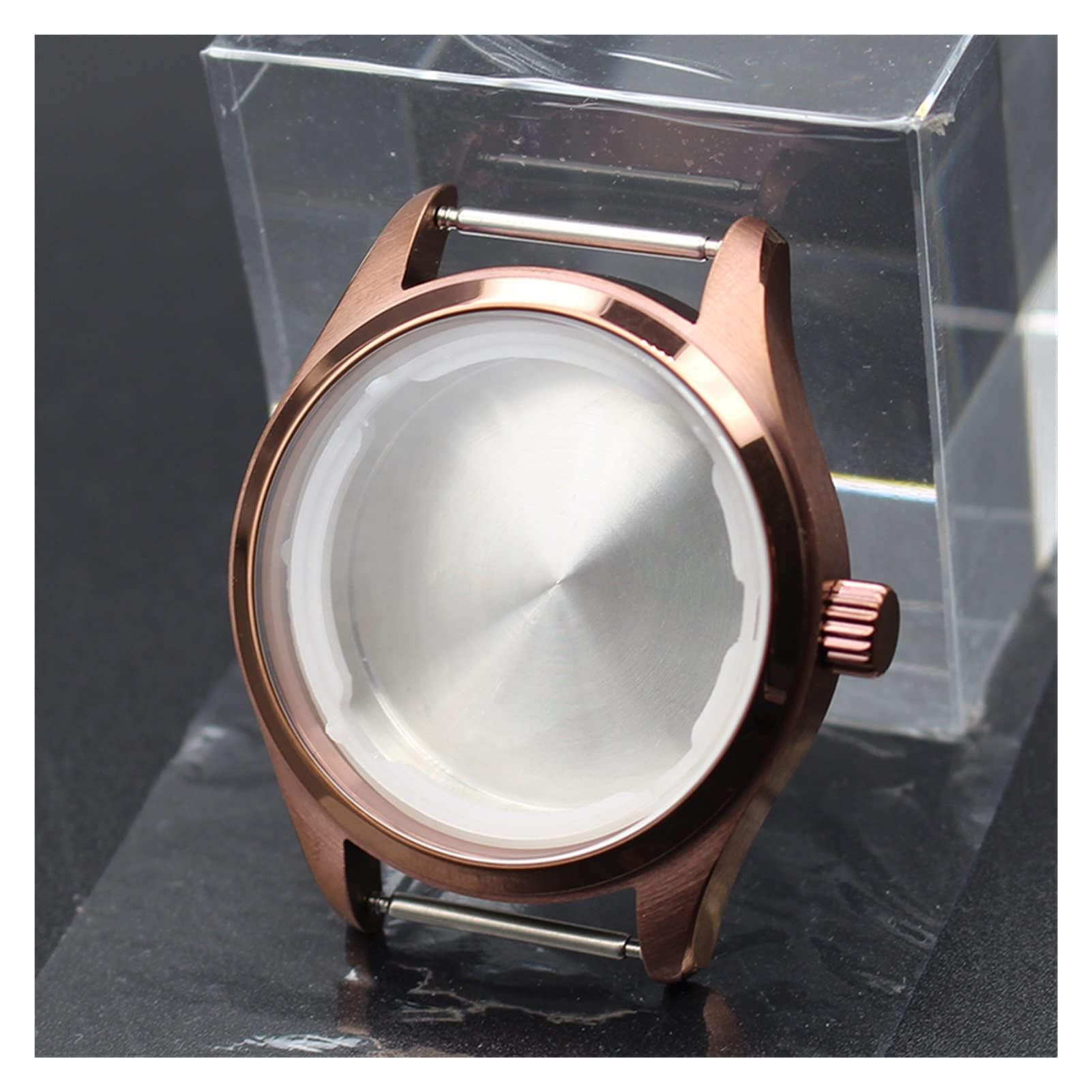 Cassa per Orologio da Uomo da 40 mm, Compatibile con movimenti Seiko NH35 e NH36, Acciaio Inossidabile Spazzolato e lucidato, Resistente all'Acqua Fino a 100 Metri, Cinturino Incluso.