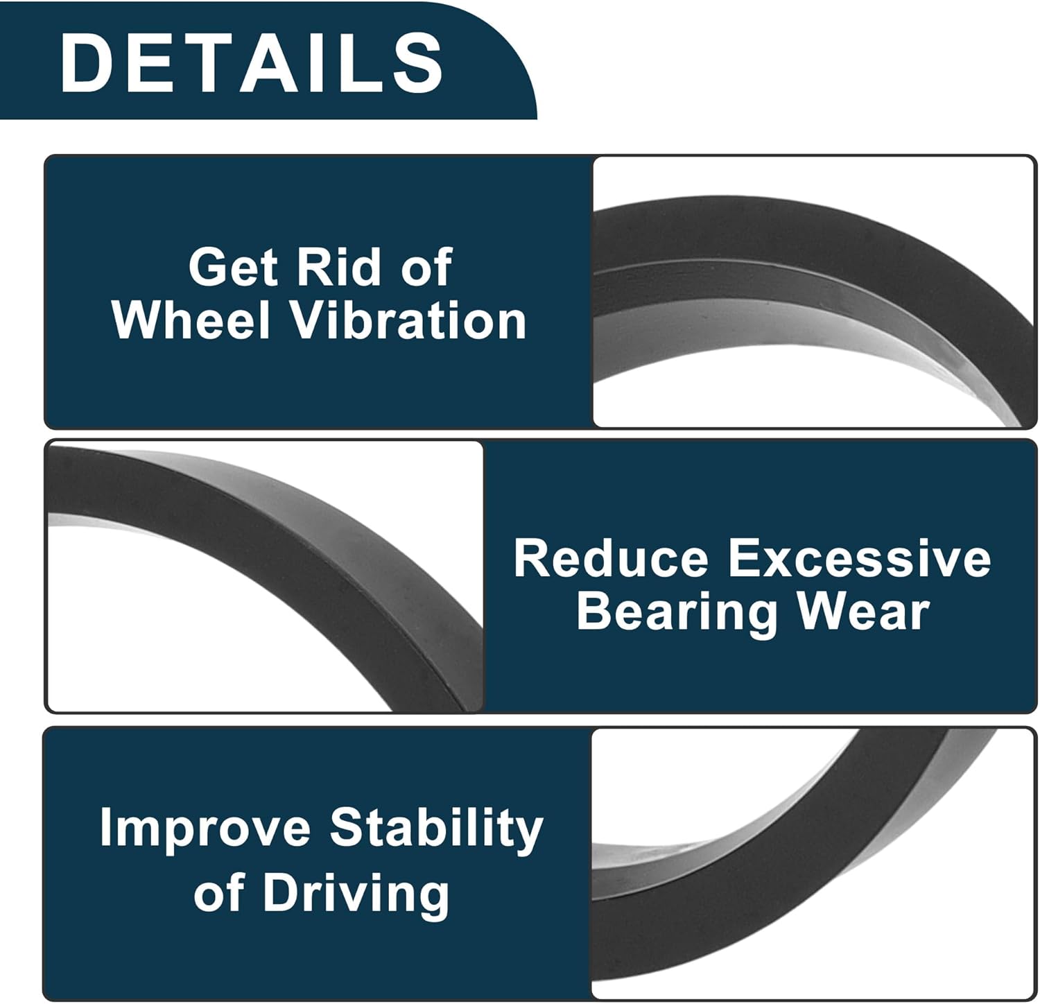 Car Wheel Hub Centric Rings Durable Wheels Center Shaft Shock Absorbing Hubrings Black 4 Pcs OD 76.1mm to ID 66.1mm Polycarbonate Durable Material