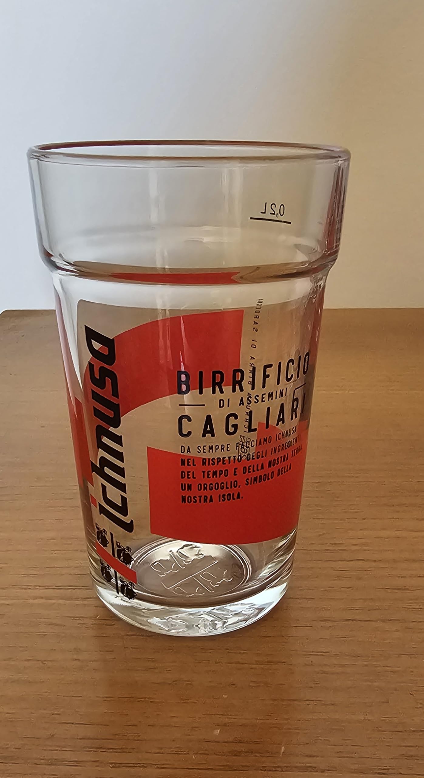 SET 6 BICCHIERI ICHNUSA Vetro DA BIRRA TRASPARENTI DA 20 CL