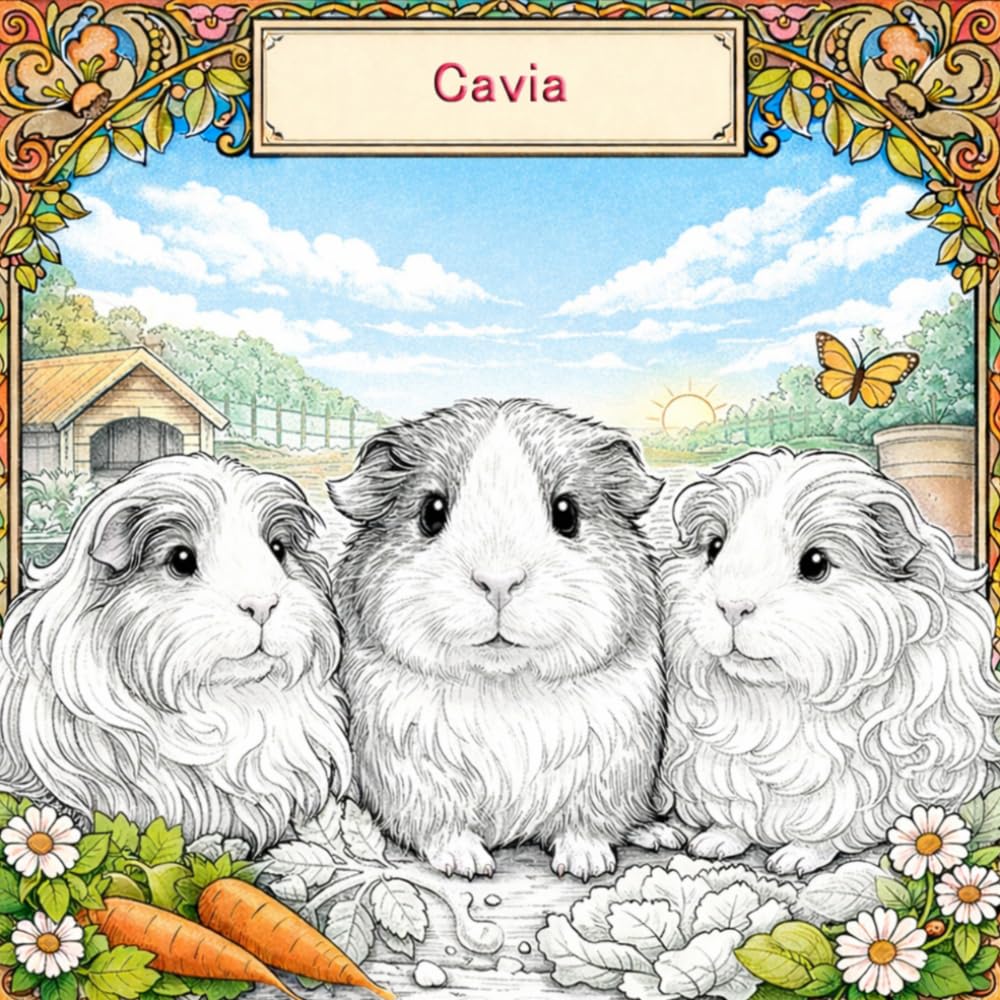 Kleurboek Cavia’s voor Kinderen en Volwassenen: Ontspannende en Gedetailleerde Kleurplaten voor Cavia-Liefhebbers – Perfect Cadeau