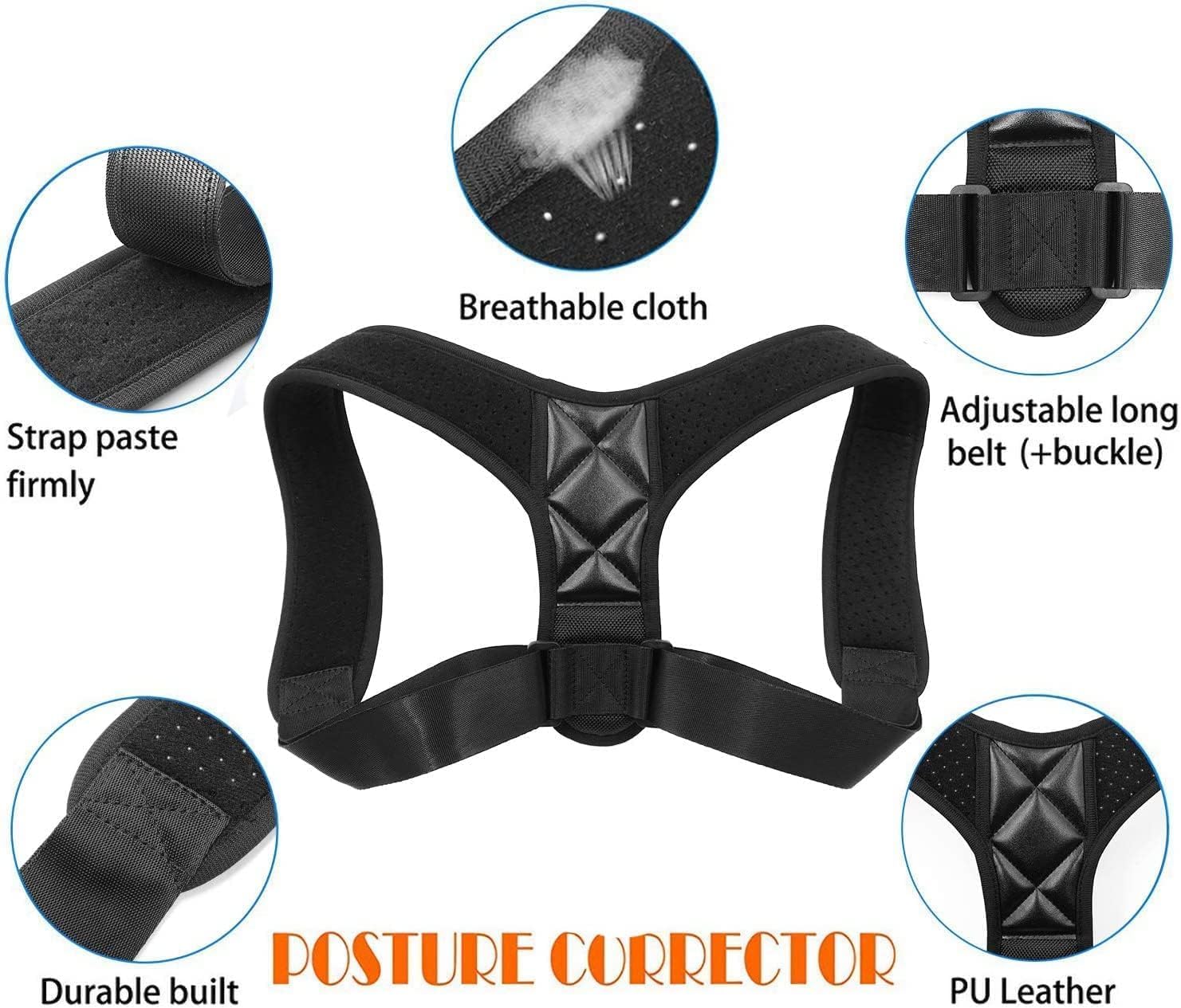 Correcteur de posture pour femmes et hommes, soutien dorsal supérieur réglable pour dos de posture - Soutien et soulagement de la douleur du cou, des épaules et du haut du dos