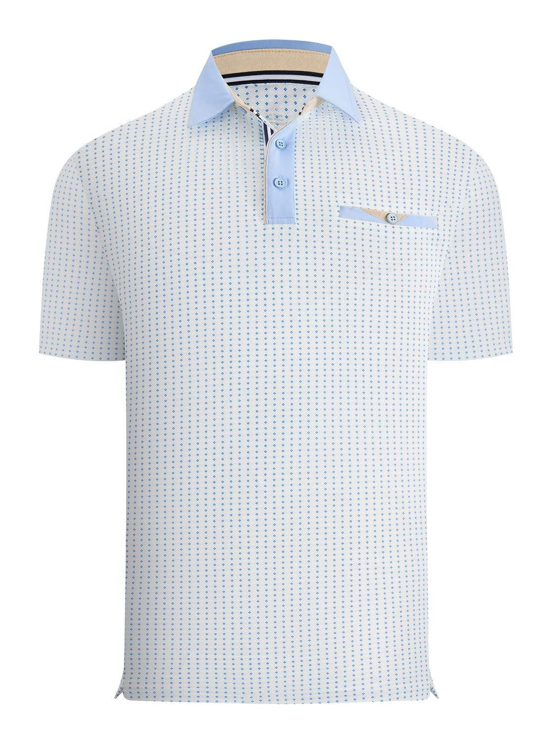 Damipow Golf Shirts for Men Dry Fit Short Sleeve Print Collared Polo Shirt