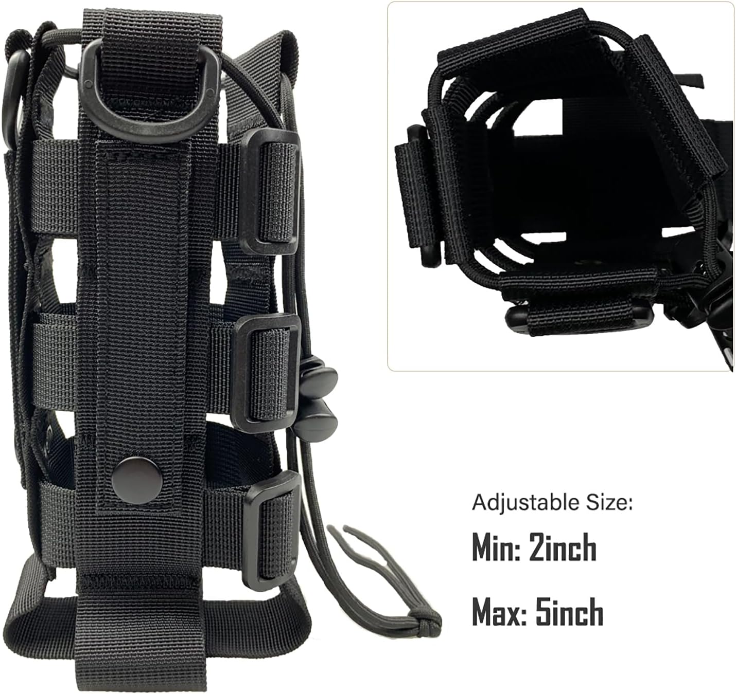 Tactical Water Bottle Pouch of Weave Design, MOLLE Bottle Holder Kettle Pouches Hydration Carrier Bag, Adjustable H20 Bottle Holster Waist Pack for Hydro Flask, Nalgene, Contigo Bottle image 2