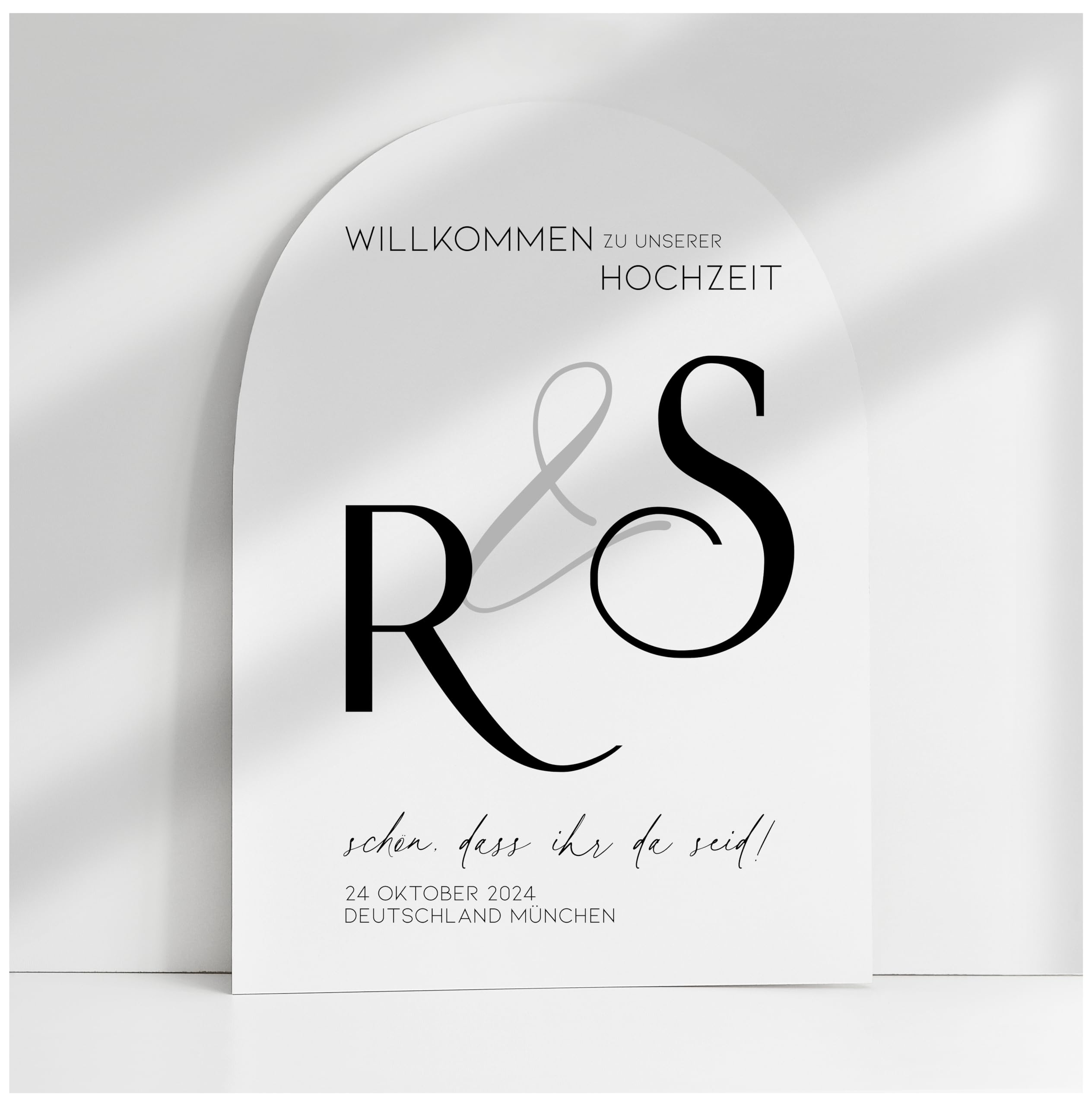 Willkommensschild Acrylglas | 5mm stark | Weiß Matt personalisiert - Made in Germany - Welcome Willkommen Schild für Hochzeit (80x55cm)