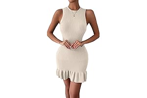 Women's Ribbed Ruffle Dress: Elevate Your Style with Comfort