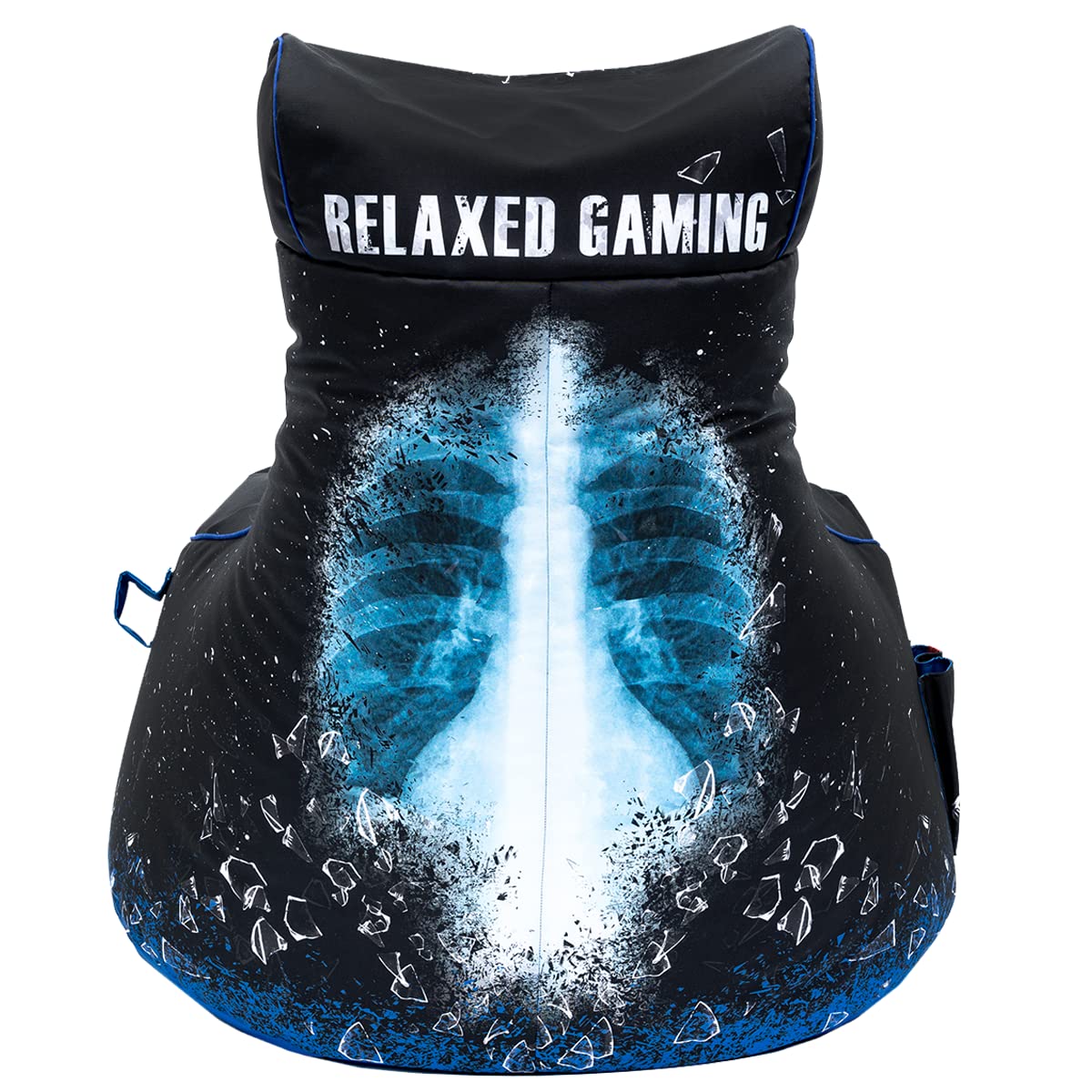 Gamewarez Arctic X-Ray Sitzsack Bundle – Gaming-Sitzsack mit passenden Hocker im Set, ideal für PS4 / PS5, Nintendo Switch und Xbox Spieler, Made in Germany, schwarz-blau