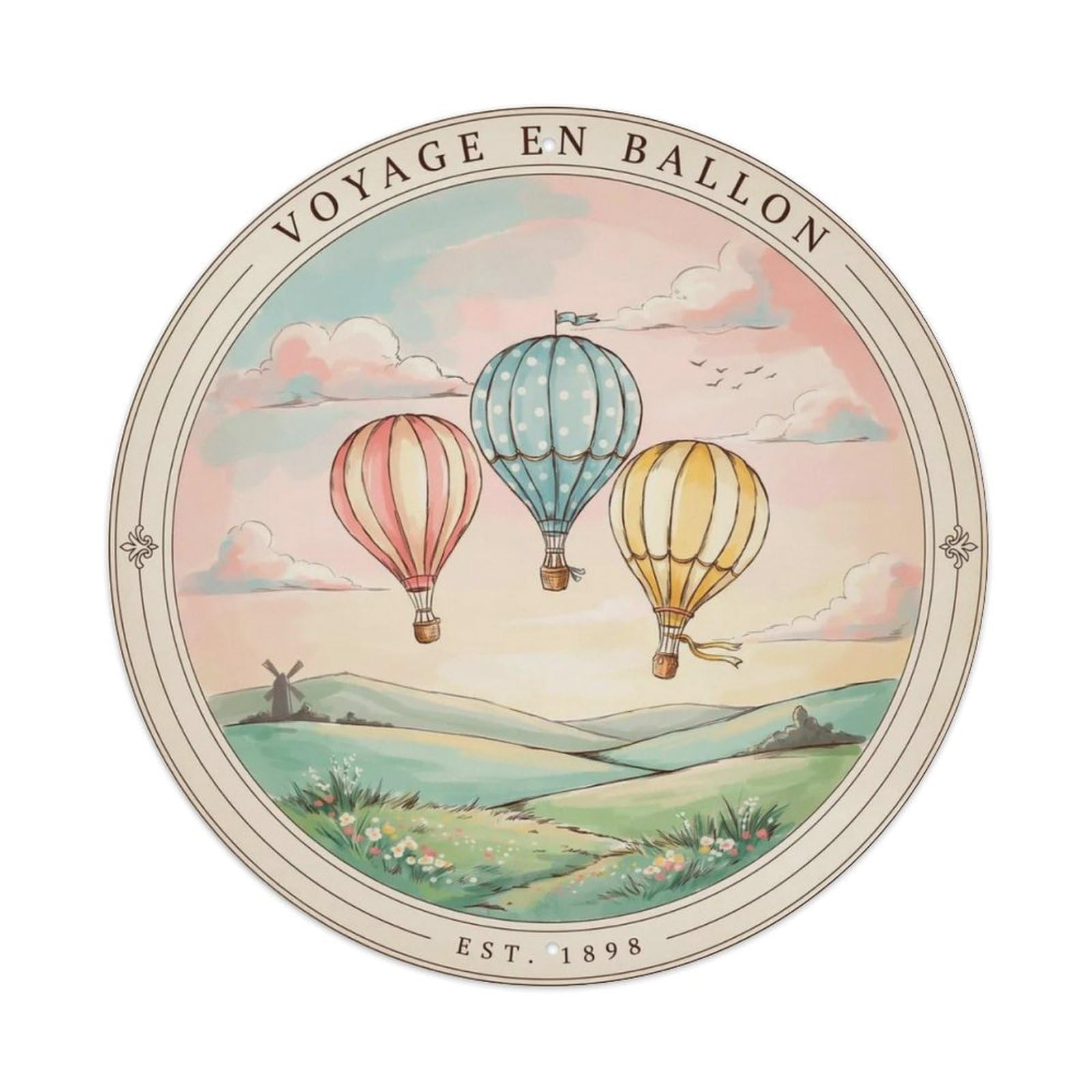 Vintage Hot Air Balloon Metal Tin Sign Plaque