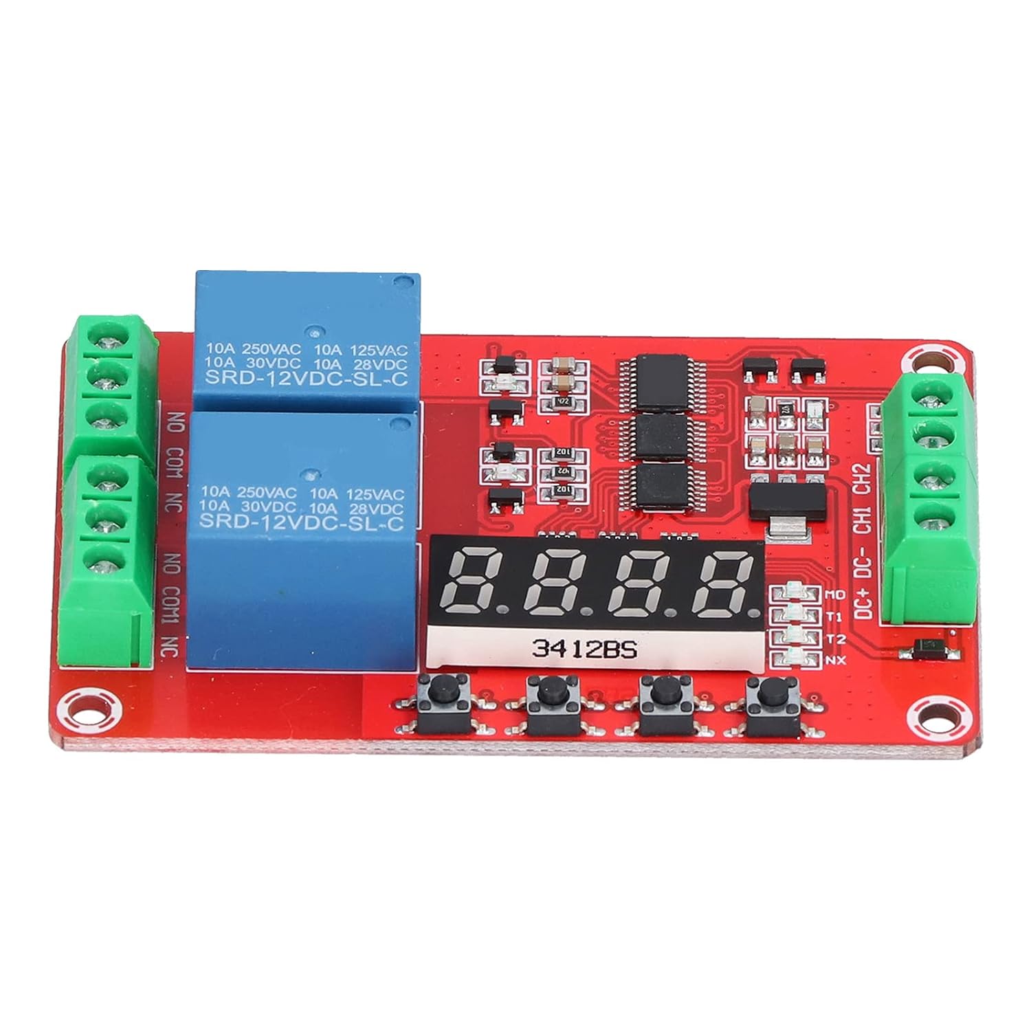 Time Delay Relay Multi Functional 2-Channel Self Lock Cycle Timing Module Board (12V)
