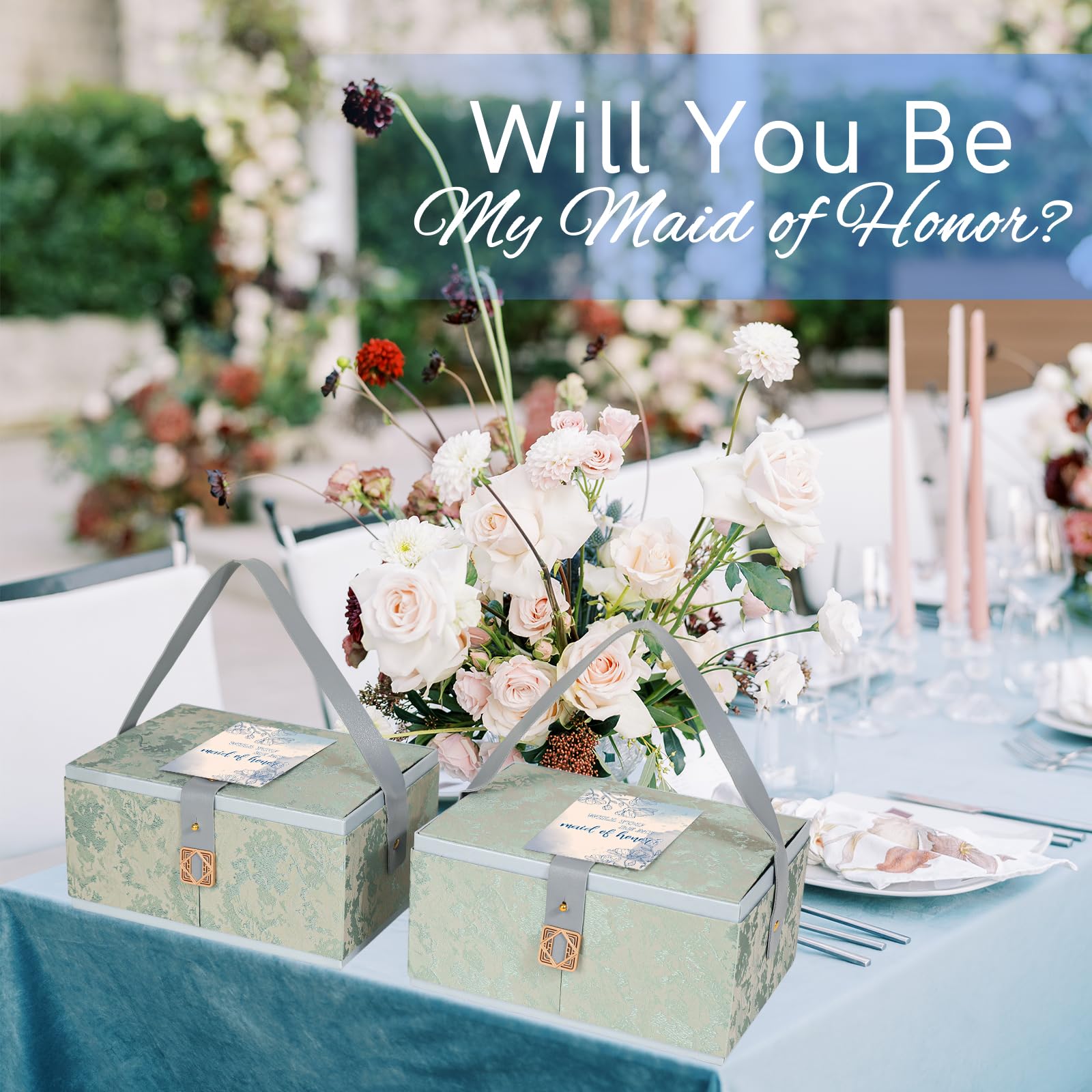 Maid of Honor Proposal Gifts,Wedding Bachelorette Party Will You Be My Maid of Honor Glass Cup Candle Jewelry Box Gift Set