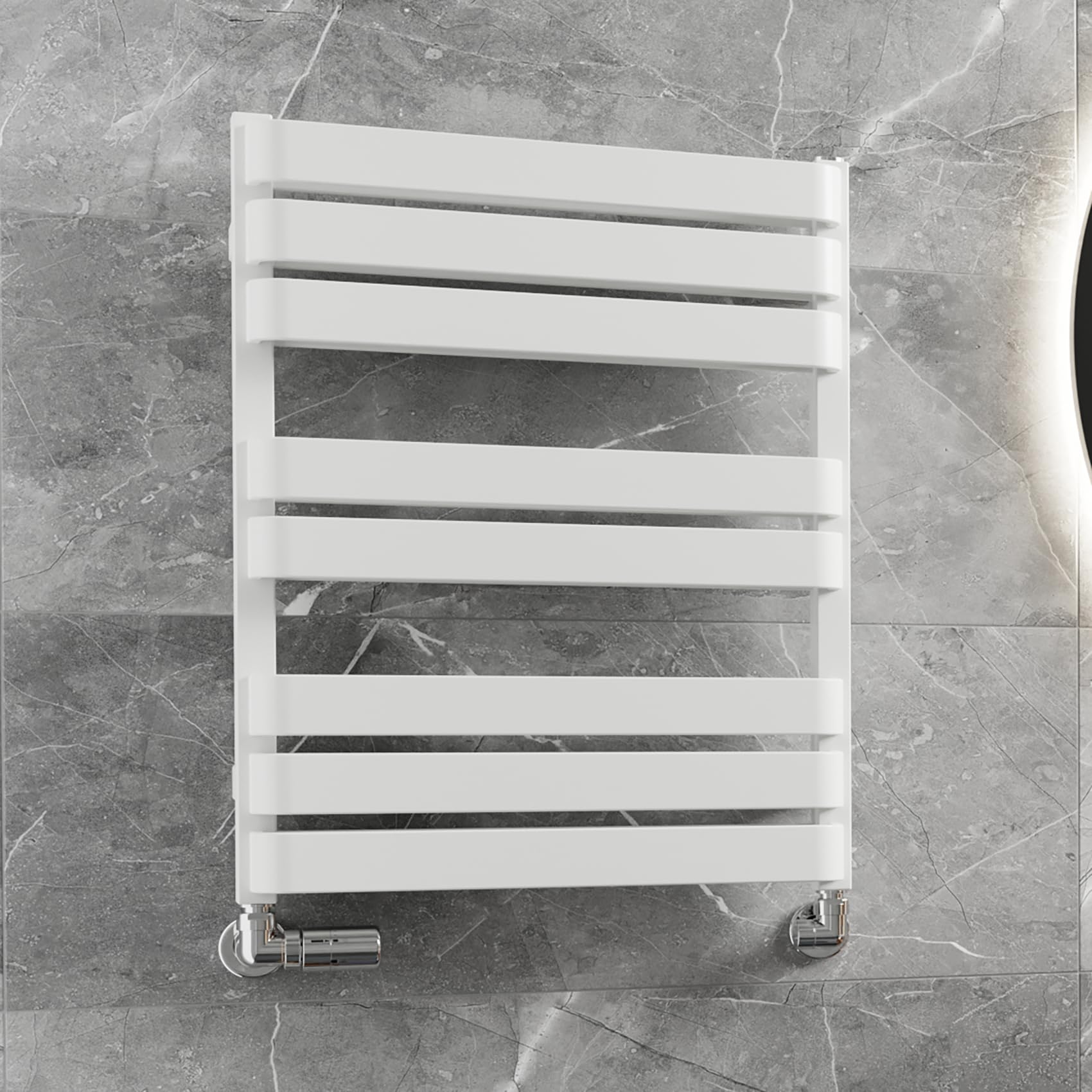 Terma Warp T Bold White Hydronic Flat Towel Warmer (W)500Mm X (H)655Mm