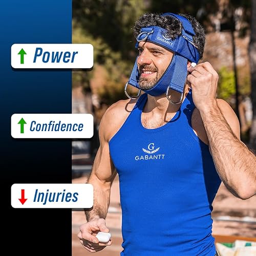 Miniatura 9 de Ejercitador de cuello y entrenador de cuello. Arnés ajustable para levantamiento de pesas, entrenamiento de cuello de 4 vías - Arnés de cabeza para