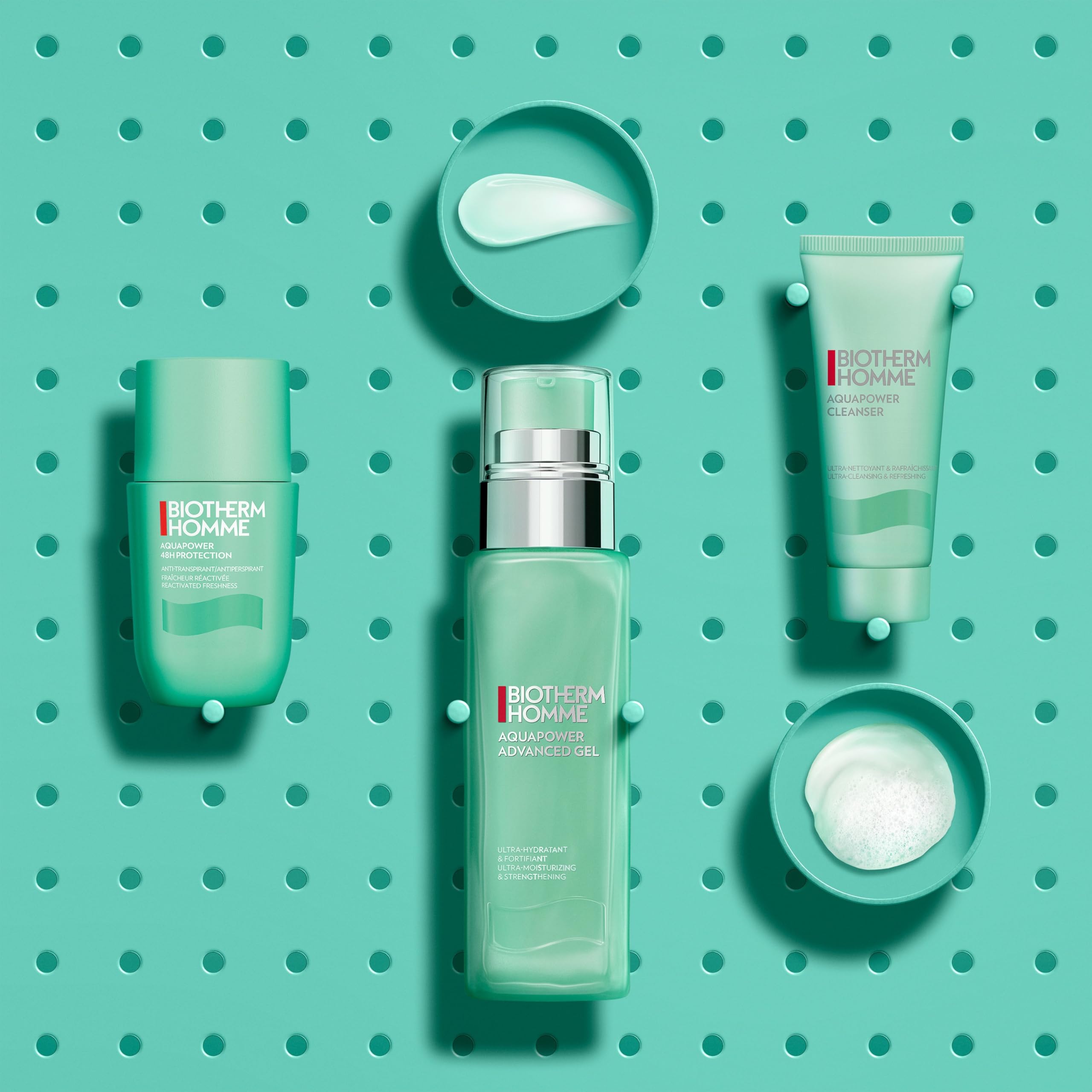 Biotherm Homme Aquapower Set (Advanced Gel 75ml, Waschgel 40ml & Deo Roll-On 75ml), 3-teiliges Pflegeset für Männer, 48h Frische & intensive Feuchtigkeit, für alle Hauttypen