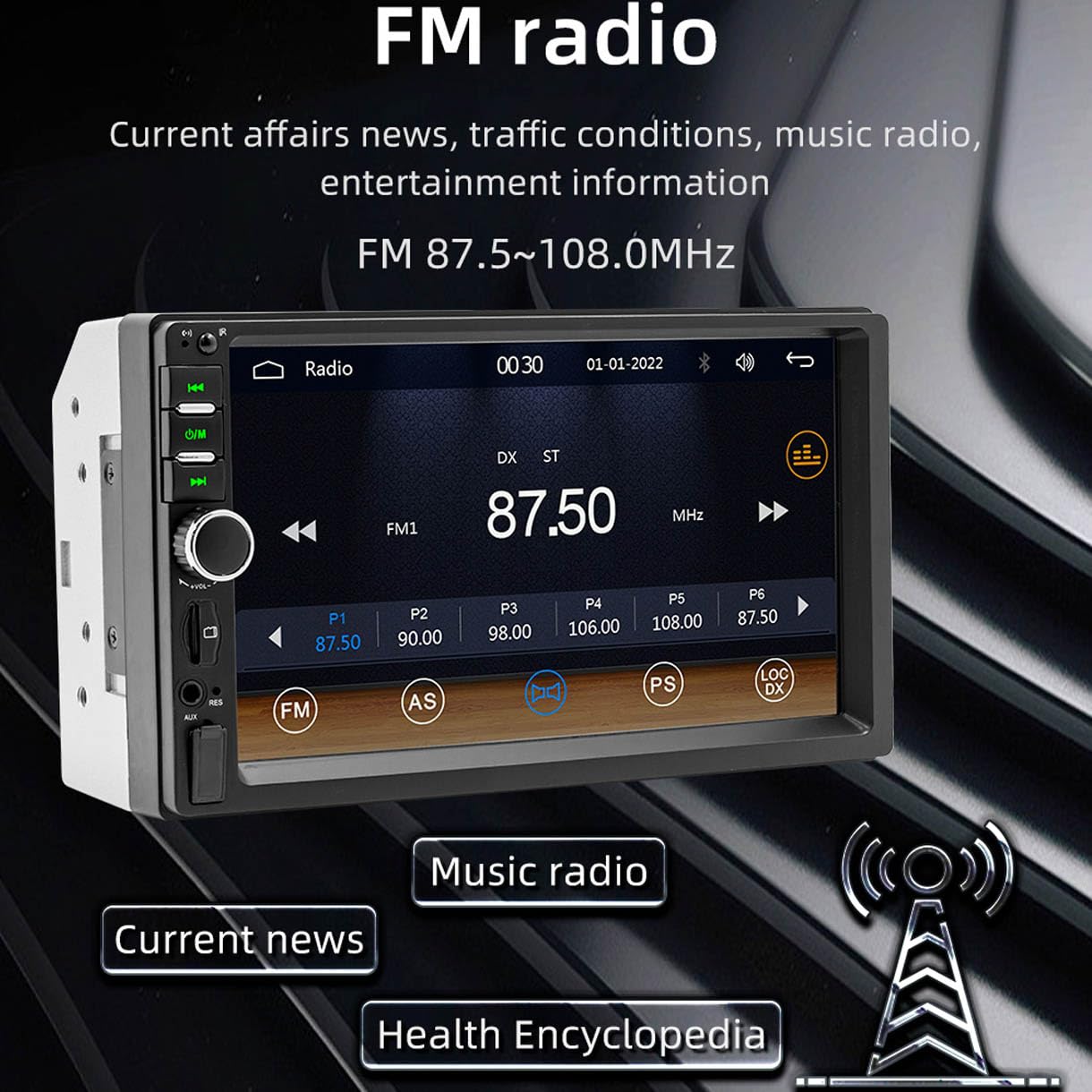 PolarLander Wired Carplay Android Auto Autoradio 2 DIN Car 7 Pulgadas LCD de Pantalla táctil Car Radio Player Bluetooth Car Audio Support Cámara de visión Trasera