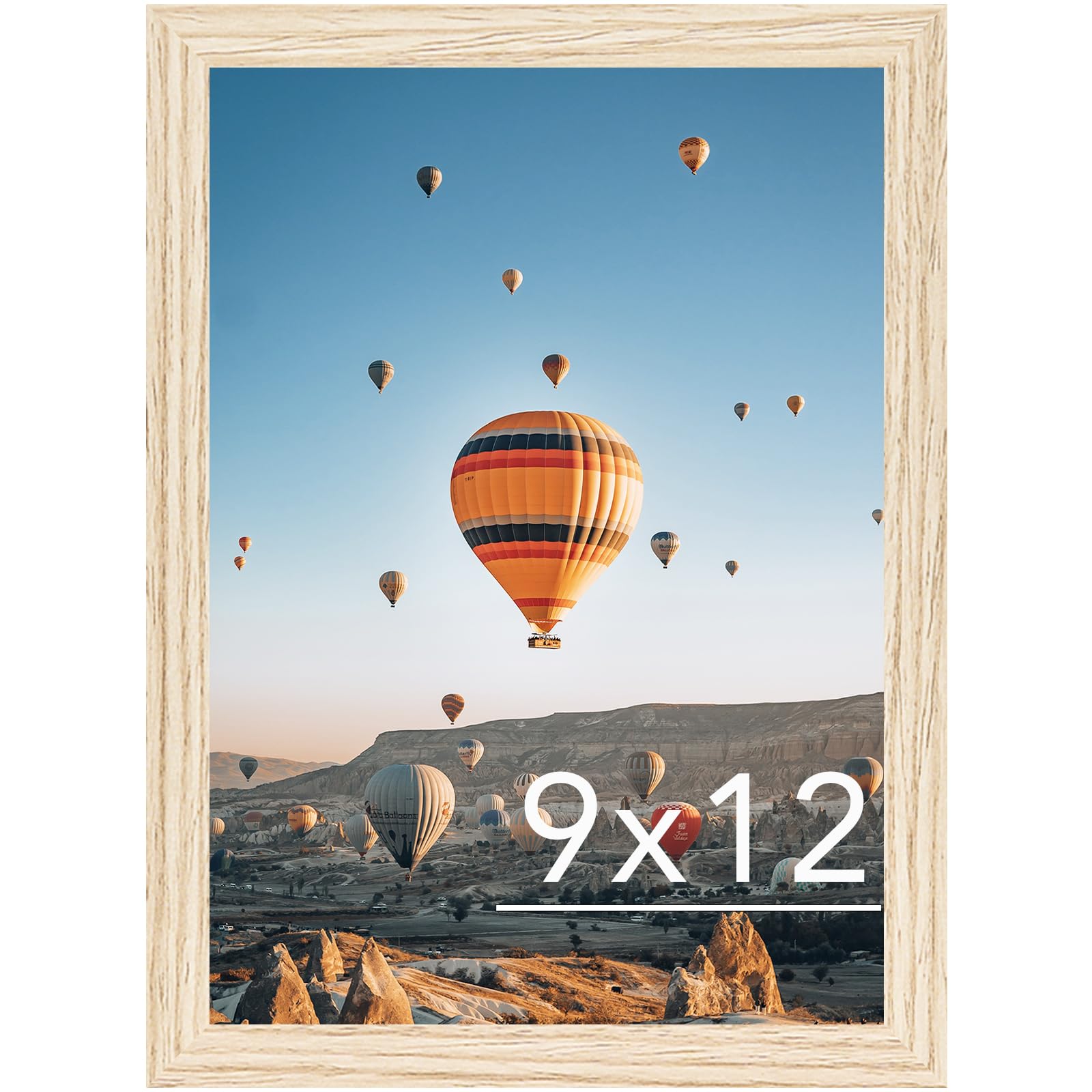 JCJMY 9x12 Picture Frame for Wall Hanging, Wall Mounting Horizontally or Vertically, 9 x 12 Wall Gallery Poster Photo Frame with Shatter Resistant Plexiglass, Natural