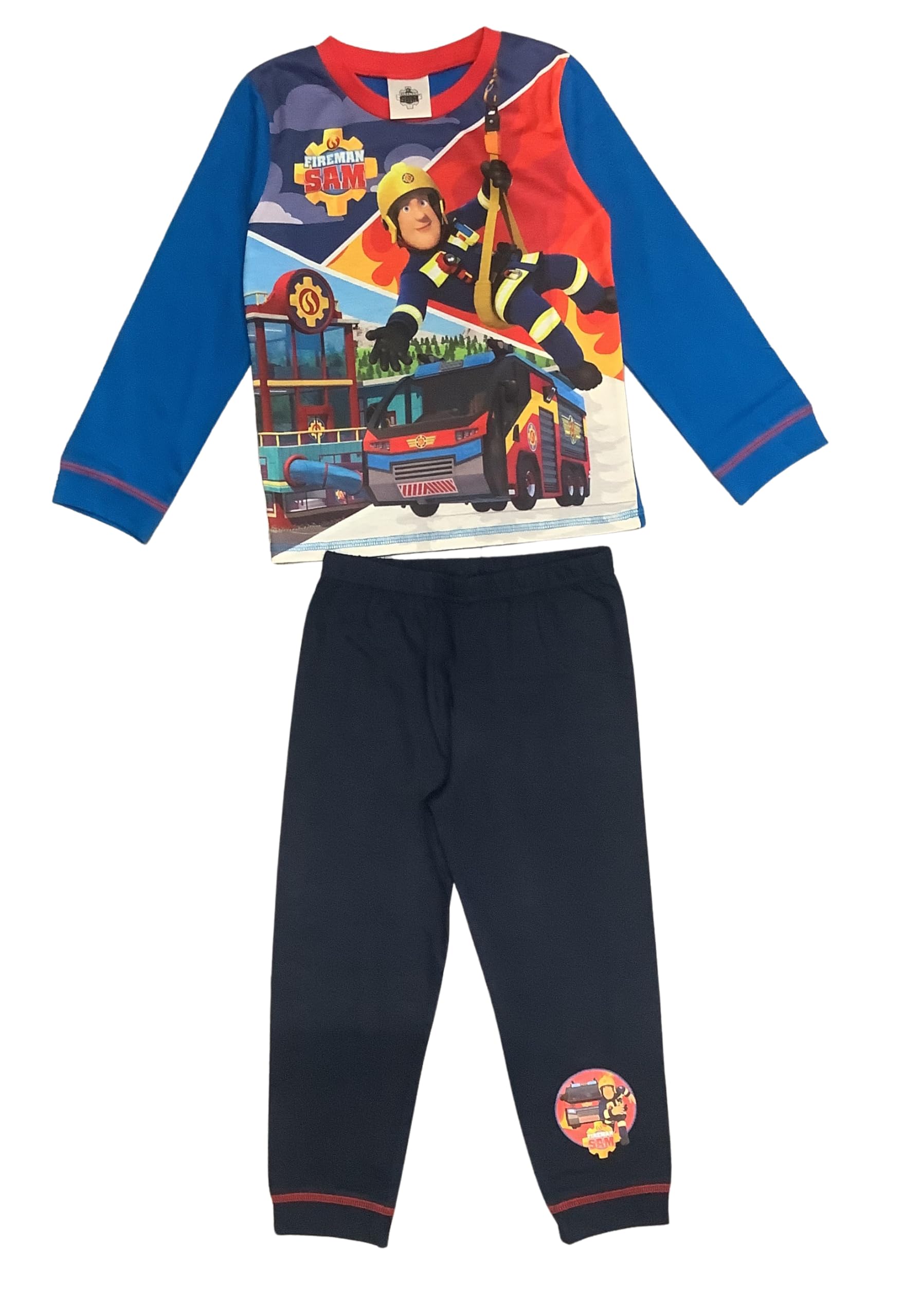 Fireman Sam Boys Pyjamas, 2 Piece Set, Blue, Age 2-3 Years