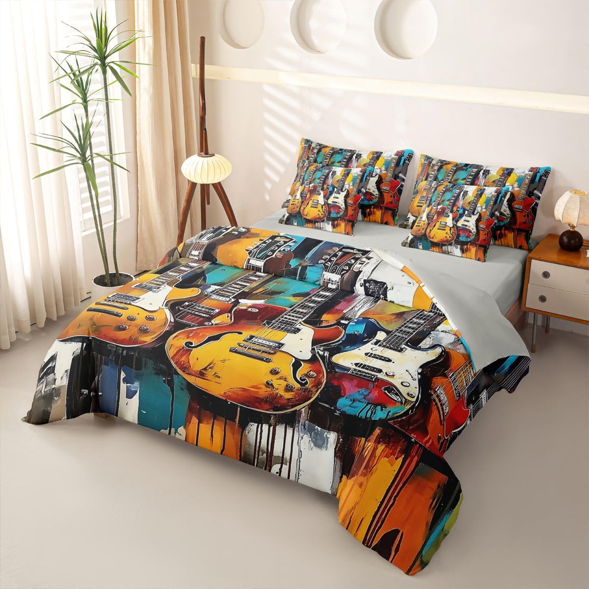 Homewish Graffiti Gitarre Bettwäsche 200x200 7teilig