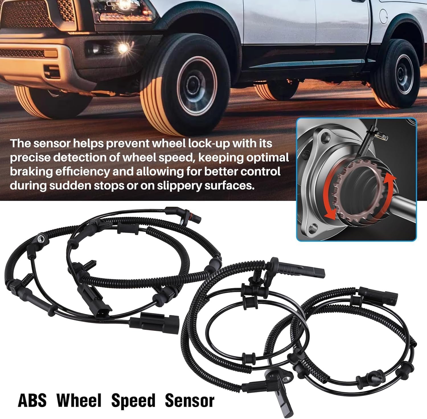 4 PCS Front and Rear ABS Wheel Speed Sensor Compatible for Dodge Ram 1500 2013-2018 & 1500 Classic