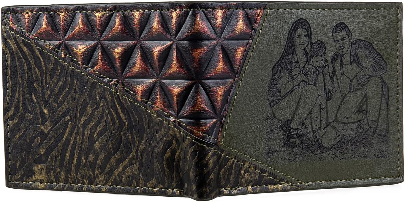 Nobelook Personalized Wallets for Men Engraved with Picture Bifold Wallets Best Gift for Father Husband Boyfriend Birthday Anniversary (Army Green)