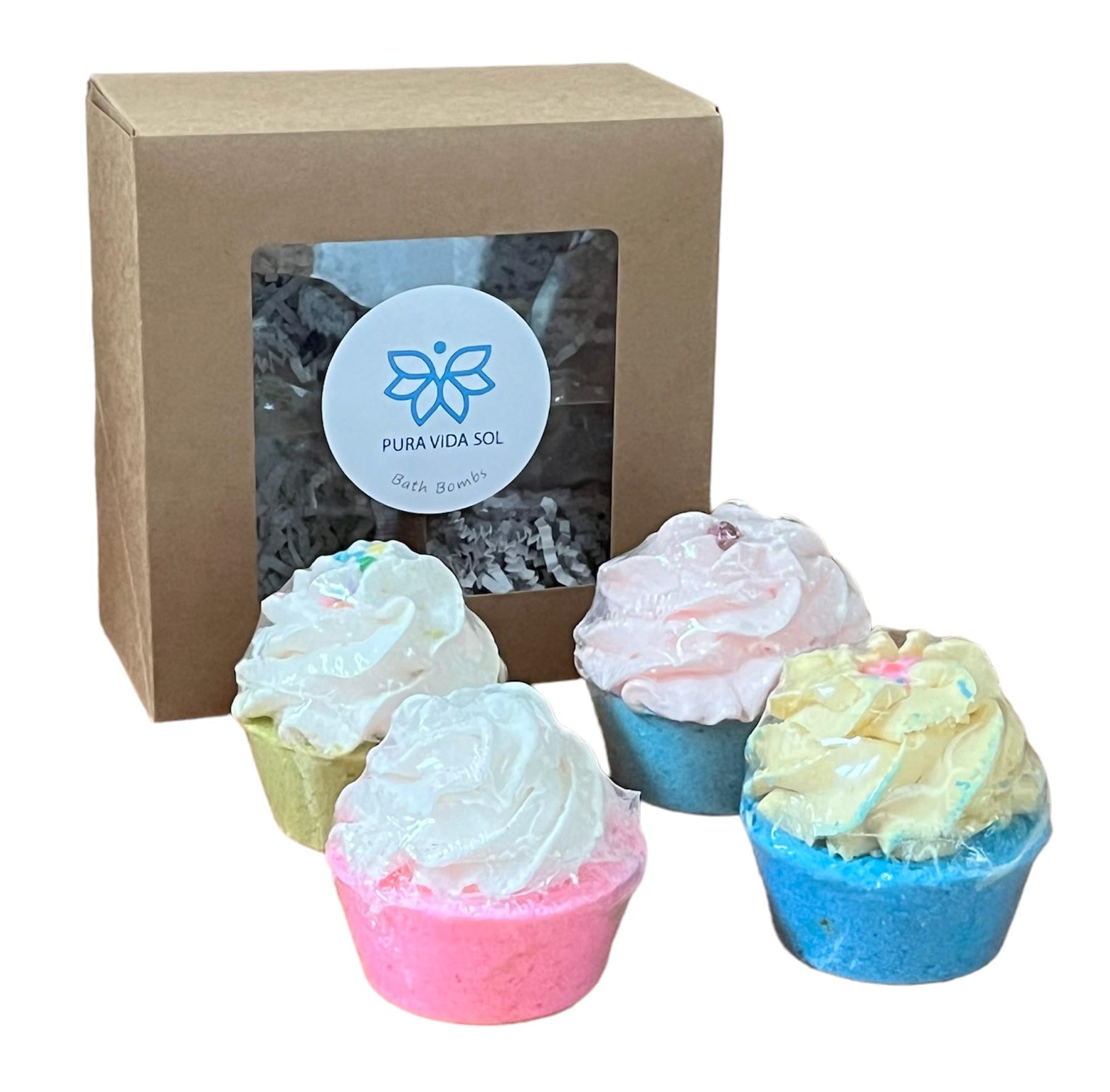 Generic Pura Vida Sol Organic Aromatherapy Cupcake Large Bath Bombs Gift Set: Relax, Rejuvenate and Revitalize Your Body, Mind and Soul