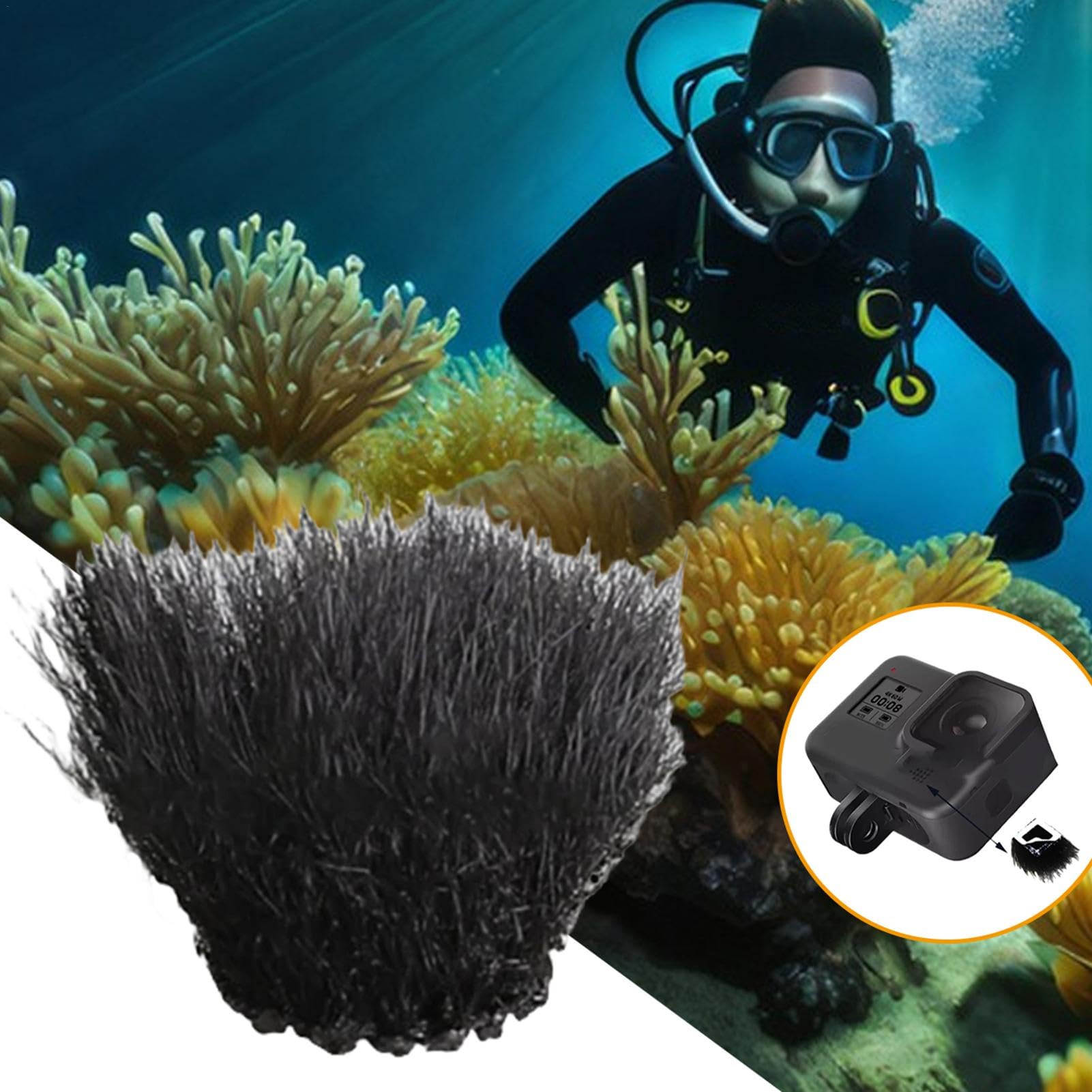 Action Camera Wind Muff - Camera Wind Muff Sticker | Furry Windshield Action Camera Wind Muff Outdoor for Camera Accessories, for Action Camera