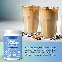 Vista 5 de Vitamin Bounty Multi Collagen Peptides Powder for Men & Women (Complex Plus) - 5 Types Hydrolyzed Collagen Protein - Probiotics, Vitamin C &