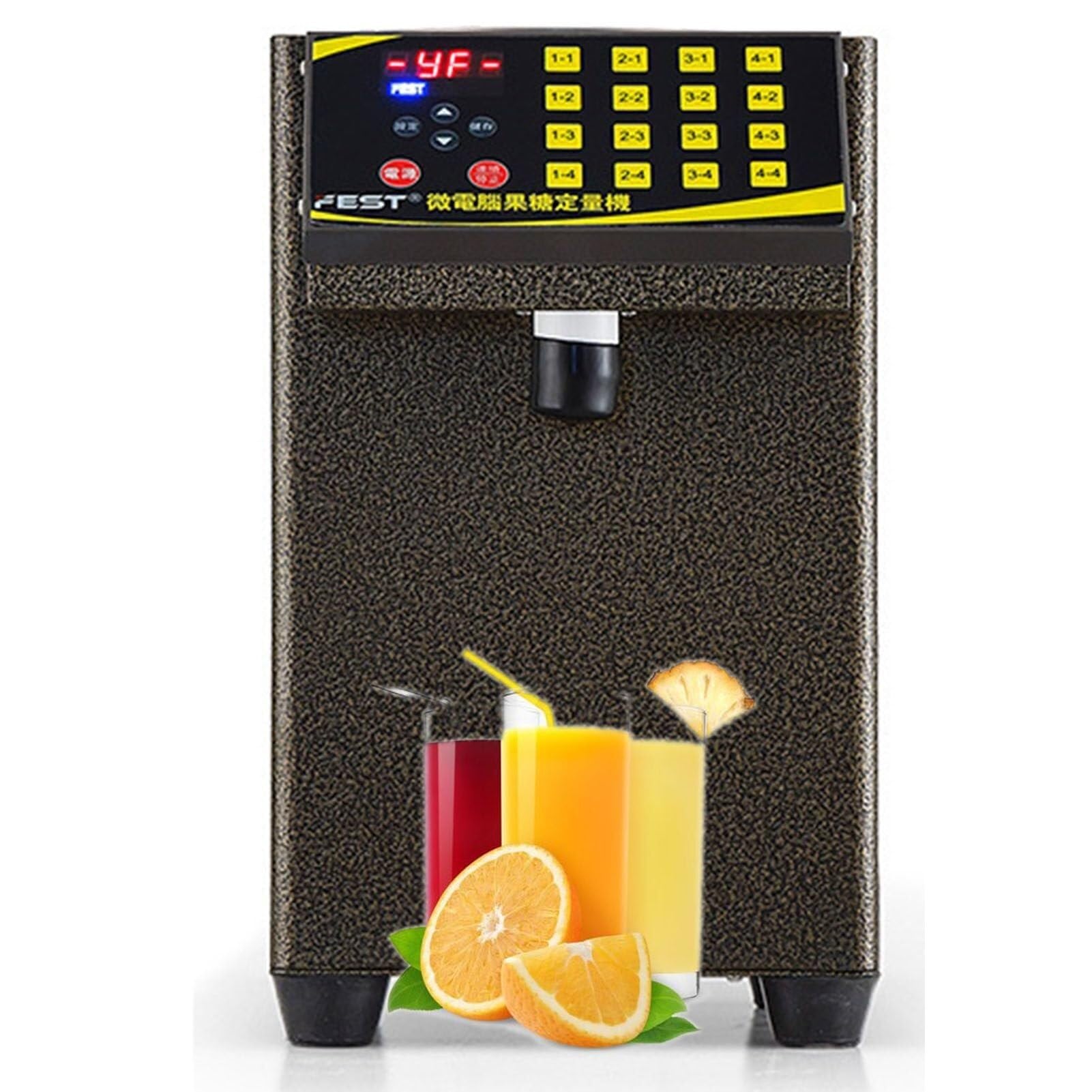 High Capacity Stainless Steel Syrup Dispenser,Fructose Quantitative Machine for Commercial,Automatic Fructose Dispenser for Bubble Tea Shop,Bakery(Gold)