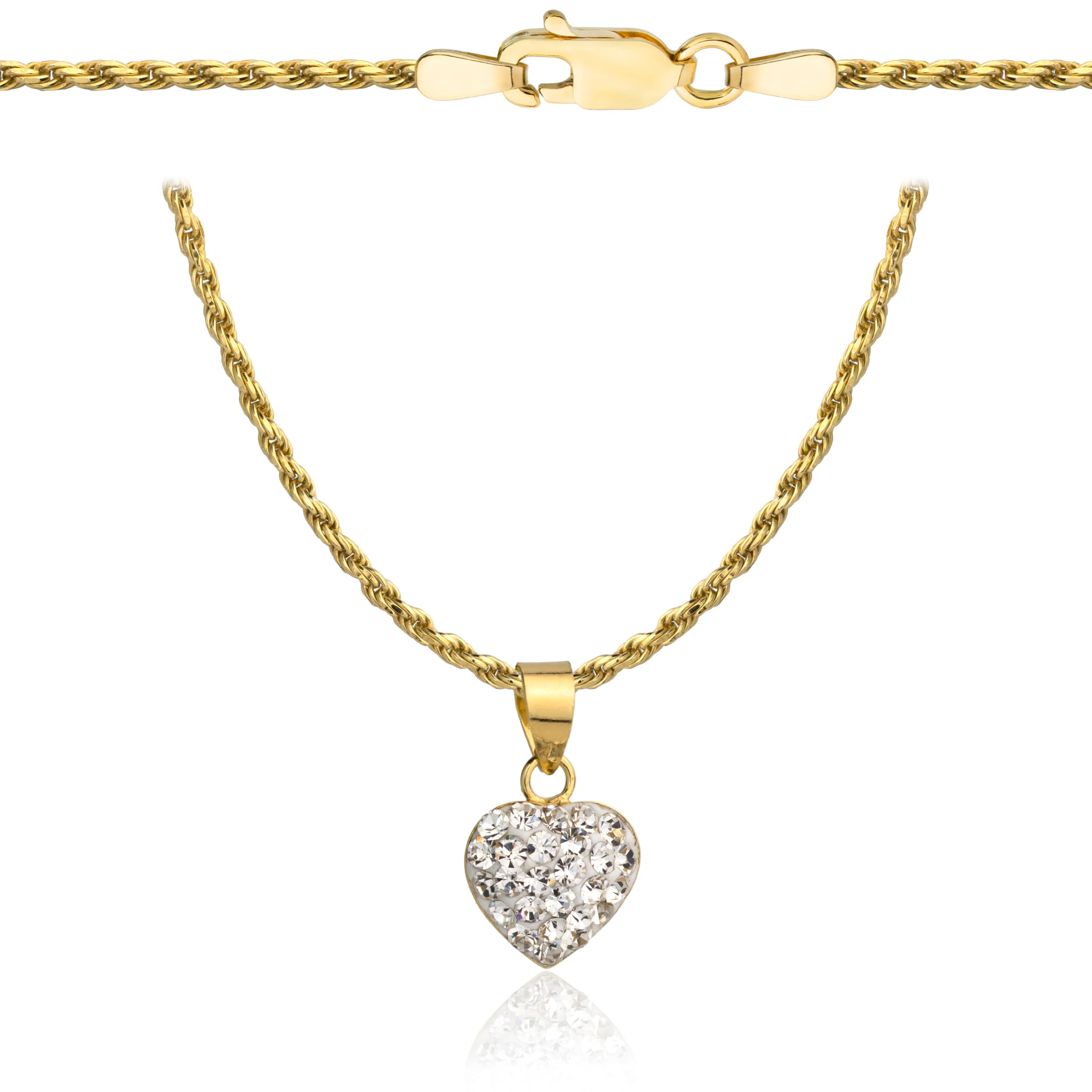 Cadena de oro para mujer con corazón 585/925, collar para mujer, cadena de amor, regalo para novia, cadena de oro 585 con plata 925, corazón con circonitas