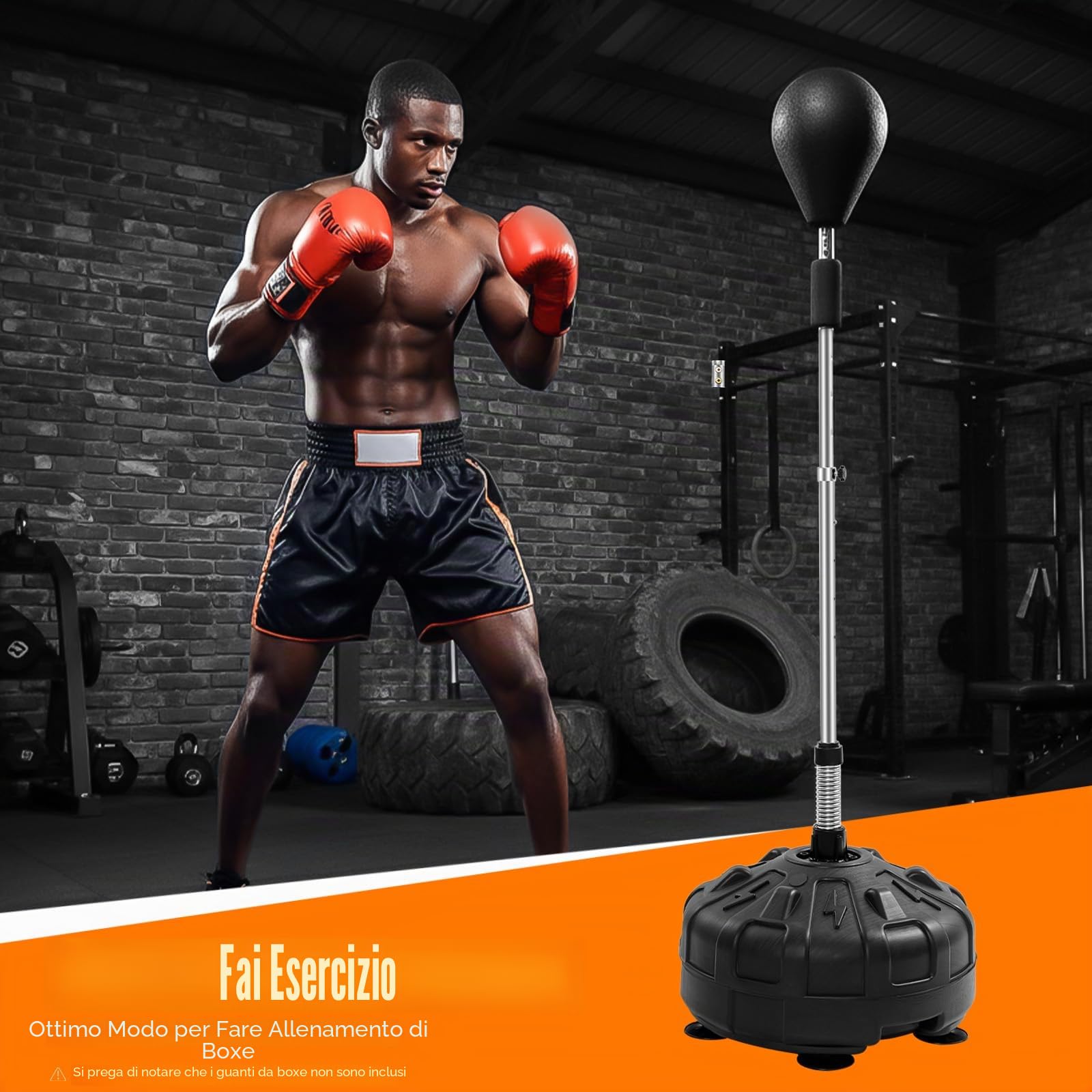 Punching ball con supporto, regolabile in altezza, sacco da boxe per ragazzi e adulti, per allenamento, antistress