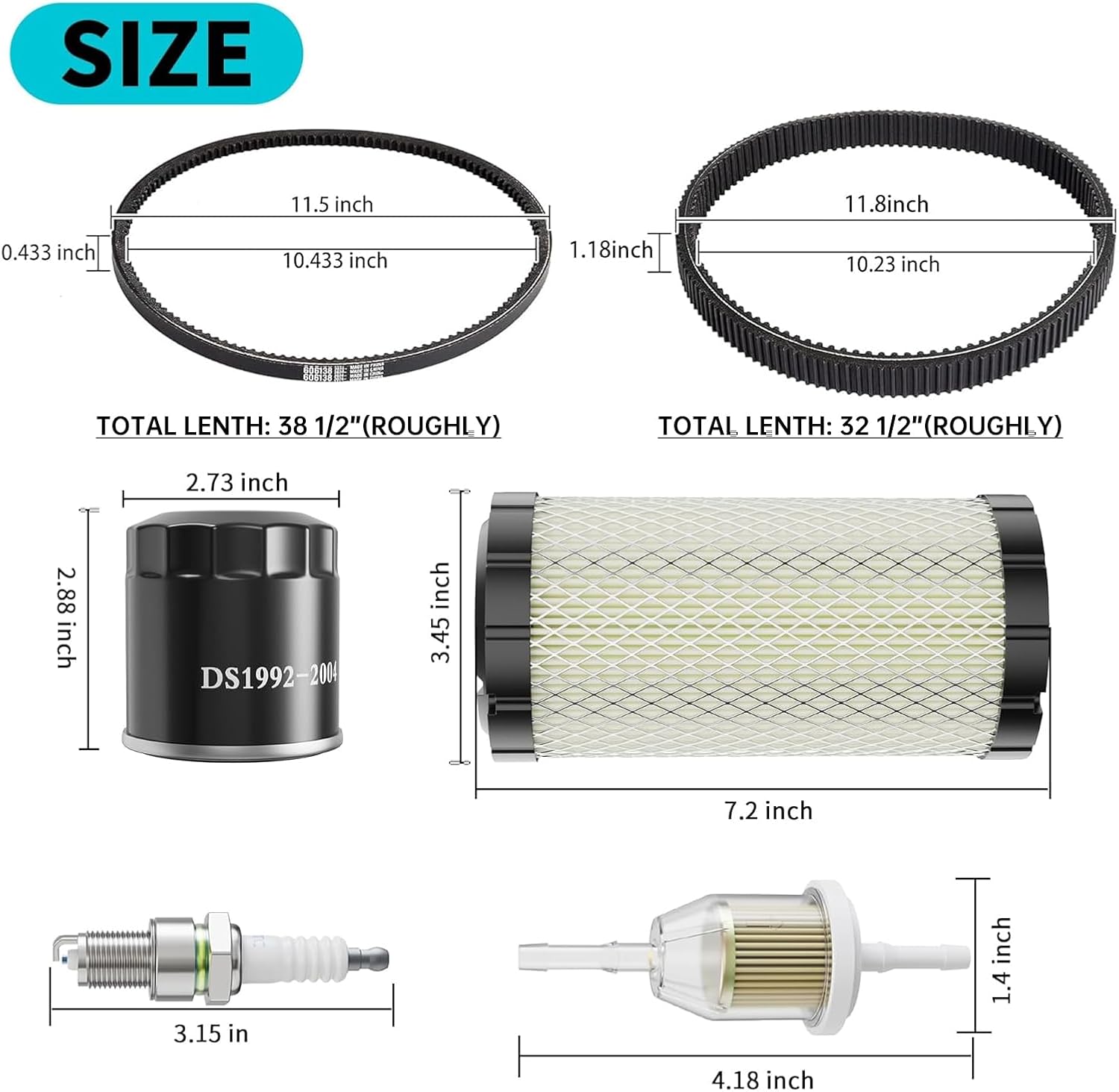 10L0L Golf Cart Tune Up Kit for EZGO TXT RXV 2008-2011 Gas Models with Kawasaki Motor, Repalce OEM Air Filter 28463G01, Drive Belt 618630, Starter Generator Belt 606138