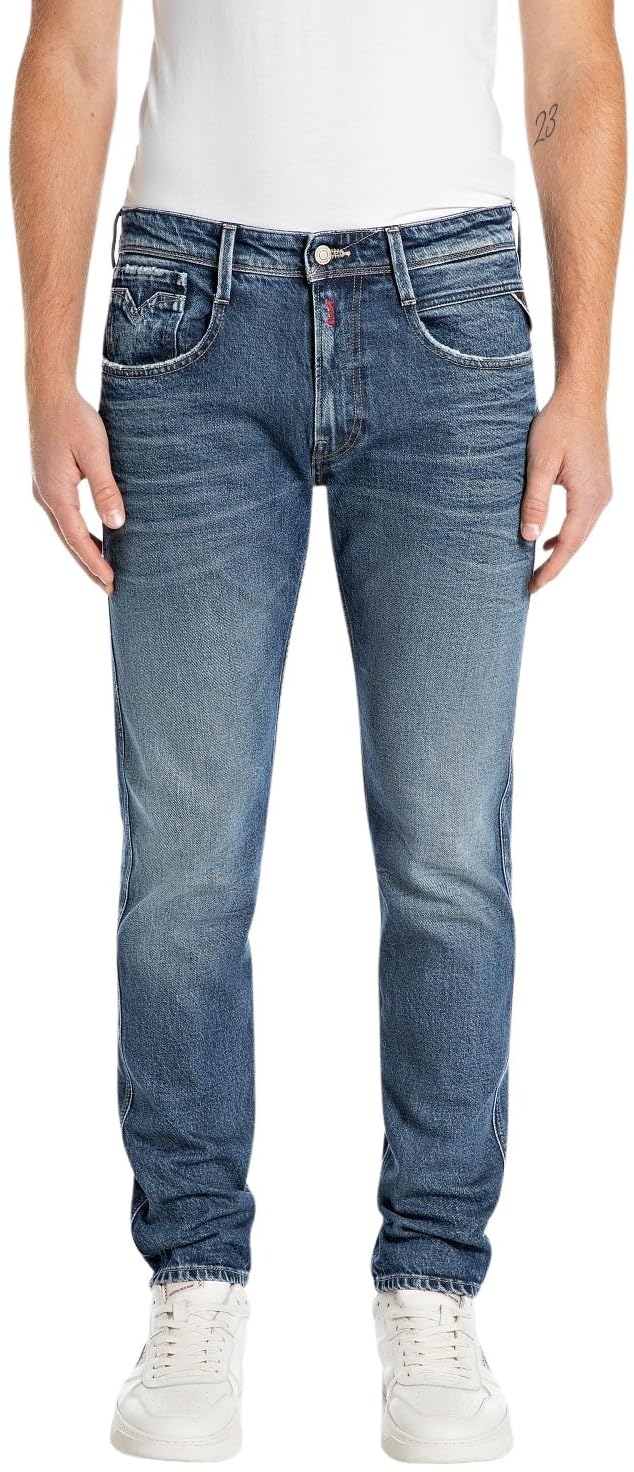REPLAY Herren Jeans Anbass Slim-Fit Original, Blau (Medium Blue 009), 28W / 34L