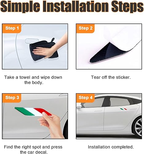 Miniatura 5 de Ziciner 2 insignias 3D de la bandera italiana, emblema para guardabarros delanteros de automóvil, calcomanías de aleación de automóvil y calcomanías