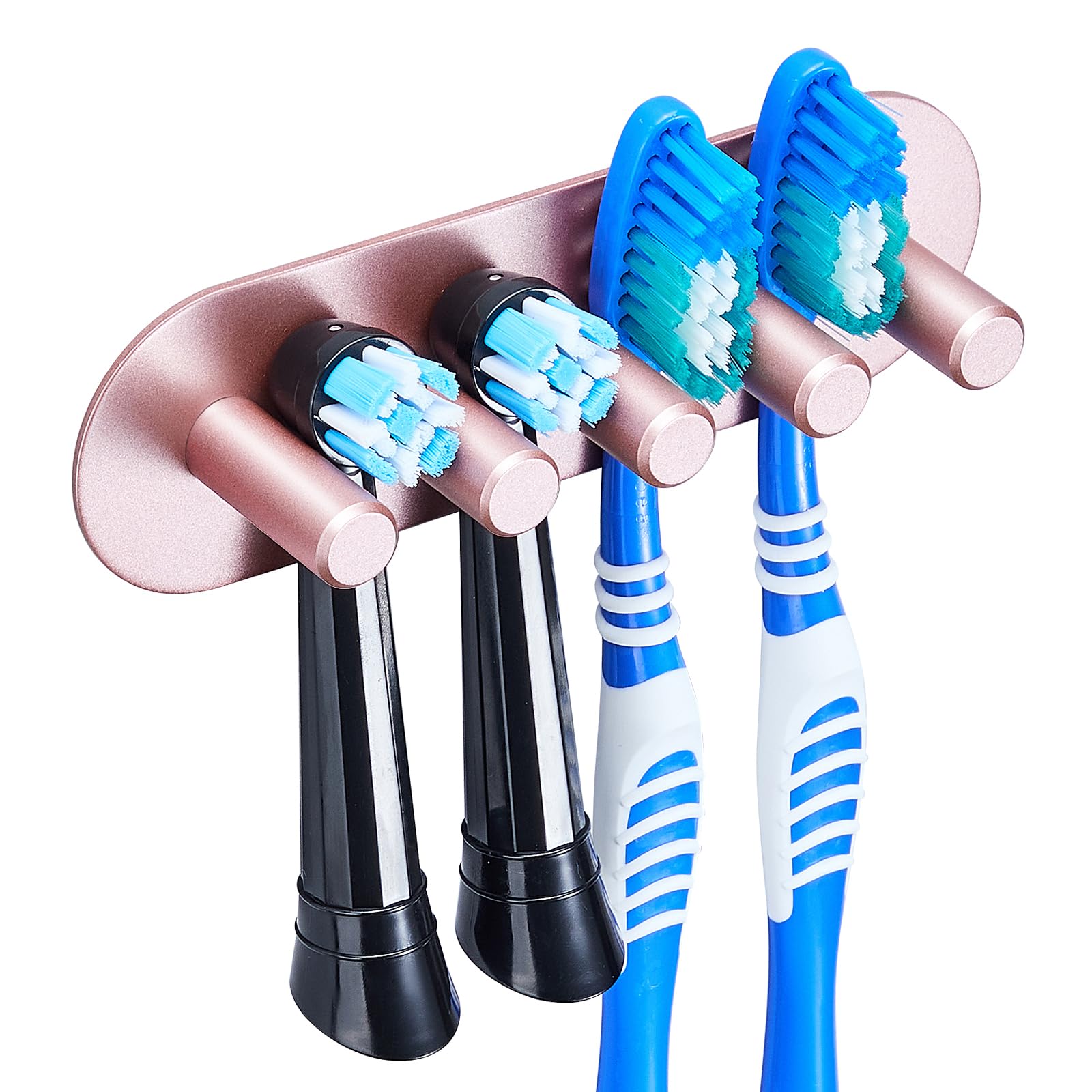 GGQ Zahnbürstenhalter Wand Ohne Bohren Elektrische Zahnbürste Halter, Aufsteckbürsten Halterung, Selbstklebend Zahnbürstenkopf Halter für Bad Zahnbürsten Aufbewahrung (Roségold, Groß)