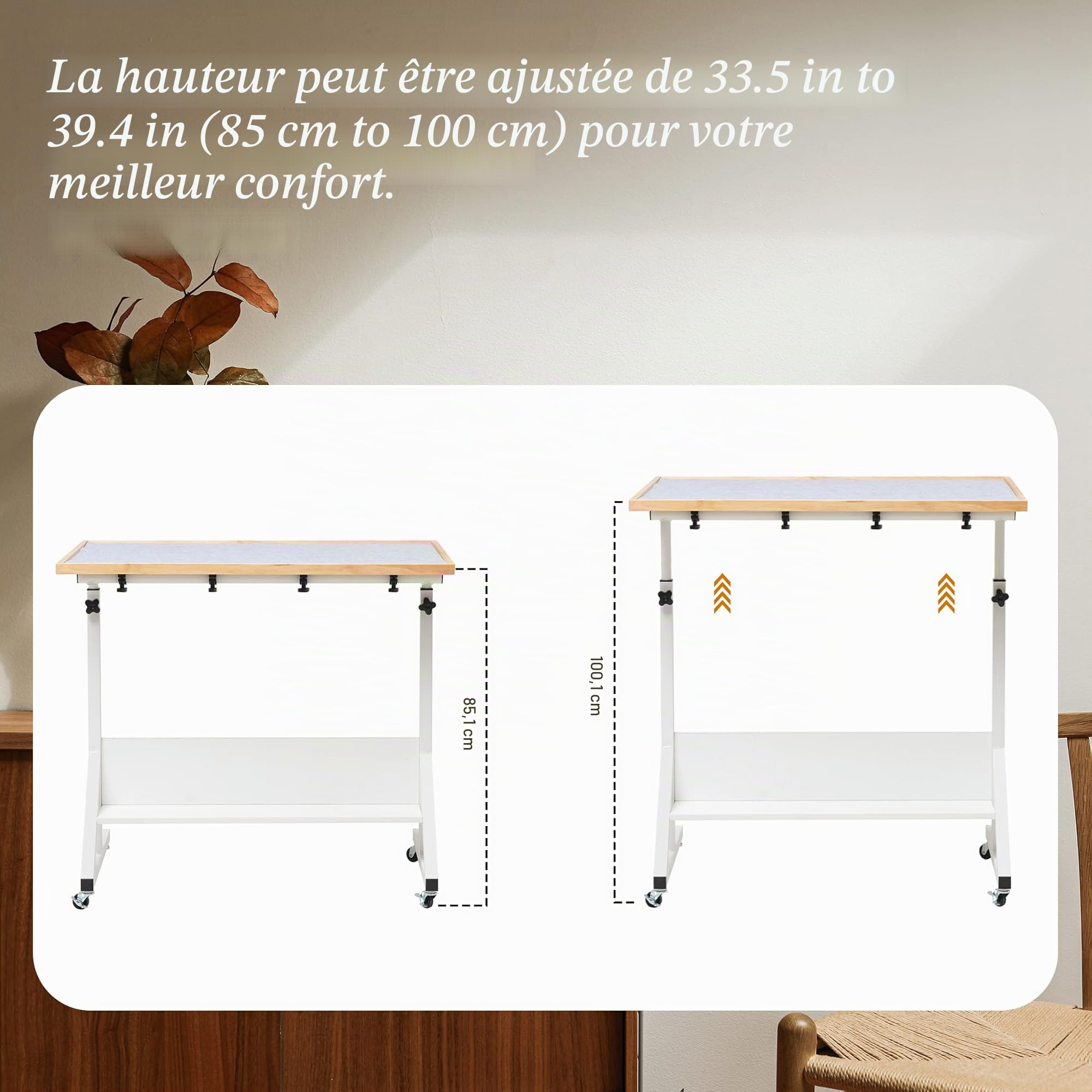 Tektalk Table de Puzzle avec Couverture - Chevalet inclinable avec Hauteur réglable - avec 4 Roues - Jusqu'à 1500 pièces