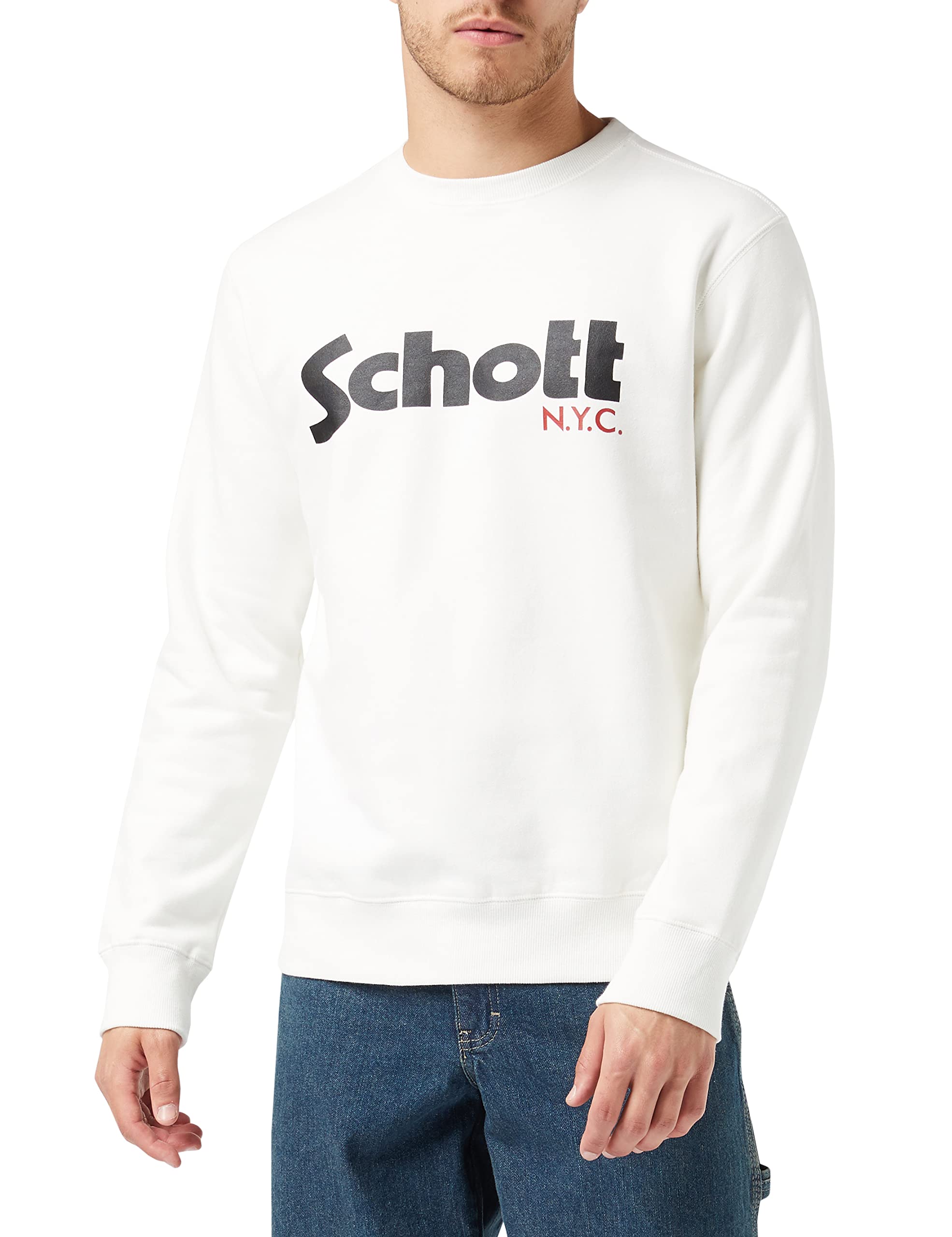 Schott NYC Swcrew Men's Sweatshirt - White - XL