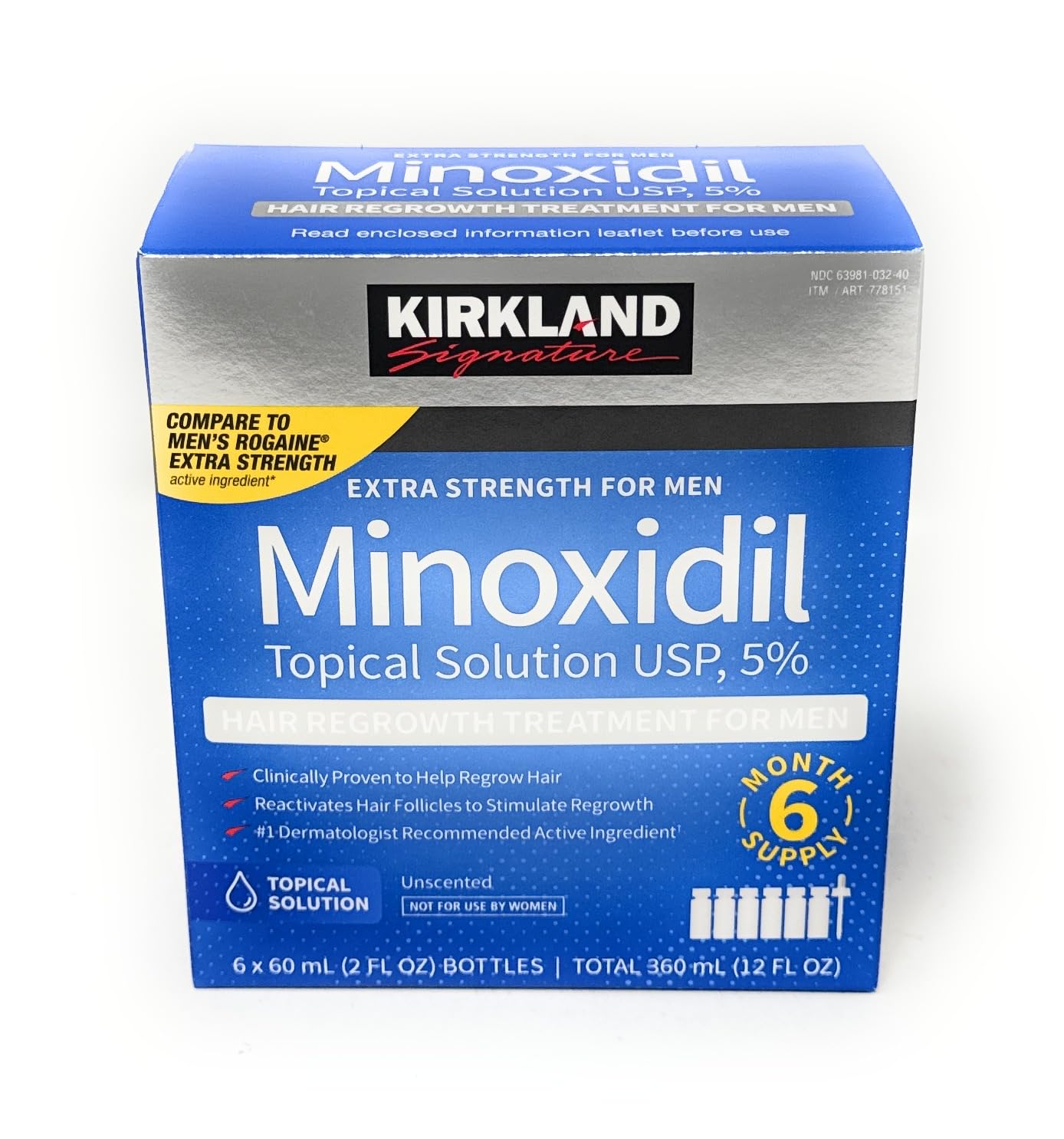 Minoxidil for Men 5% Extra Strength Hair Regrowth for Men fLsbok, 6 Month Supply by Kirkland Signature, 6 Pack (2 oz Bottle) Minoxidil for Men 5% Extra Strength Hair Regrowth for Men fLsbok, 6 Month Supply by Kirkland Signature, 6 Pack (2 oz Bottle)