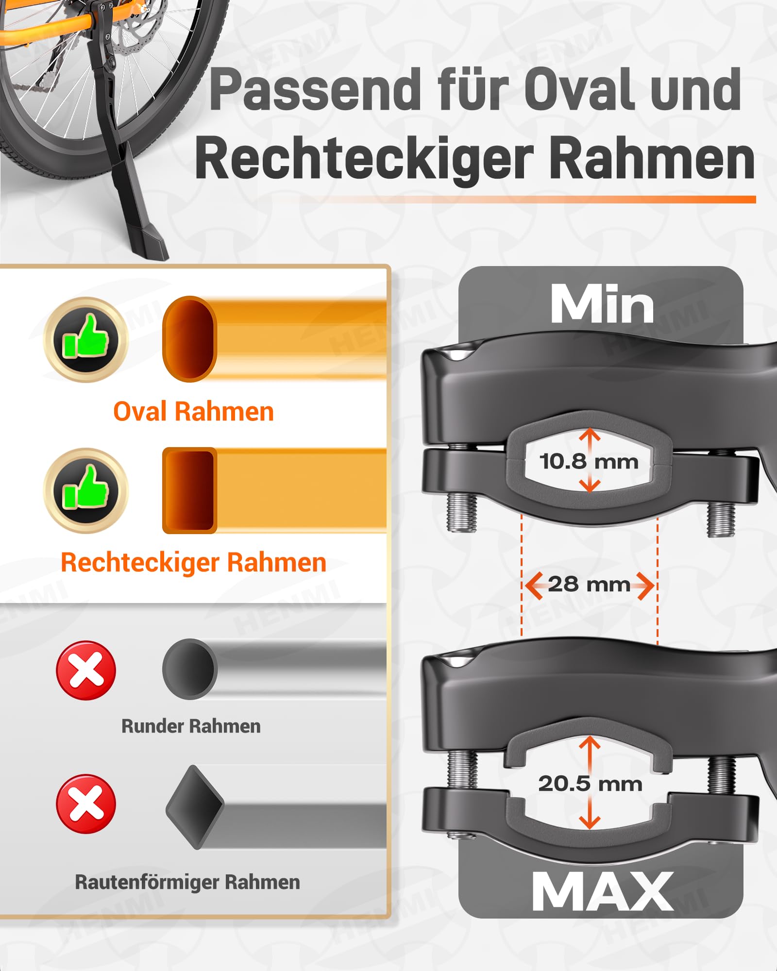 HENMI Fahrradständer 24-29 Zoll Pro+, Schnelle Höhenverstellbarer Fahrrad ständer aus Aluminium, Extra Stabil Seitenständer für Mountainbike e Bike Rennrad City Trekking