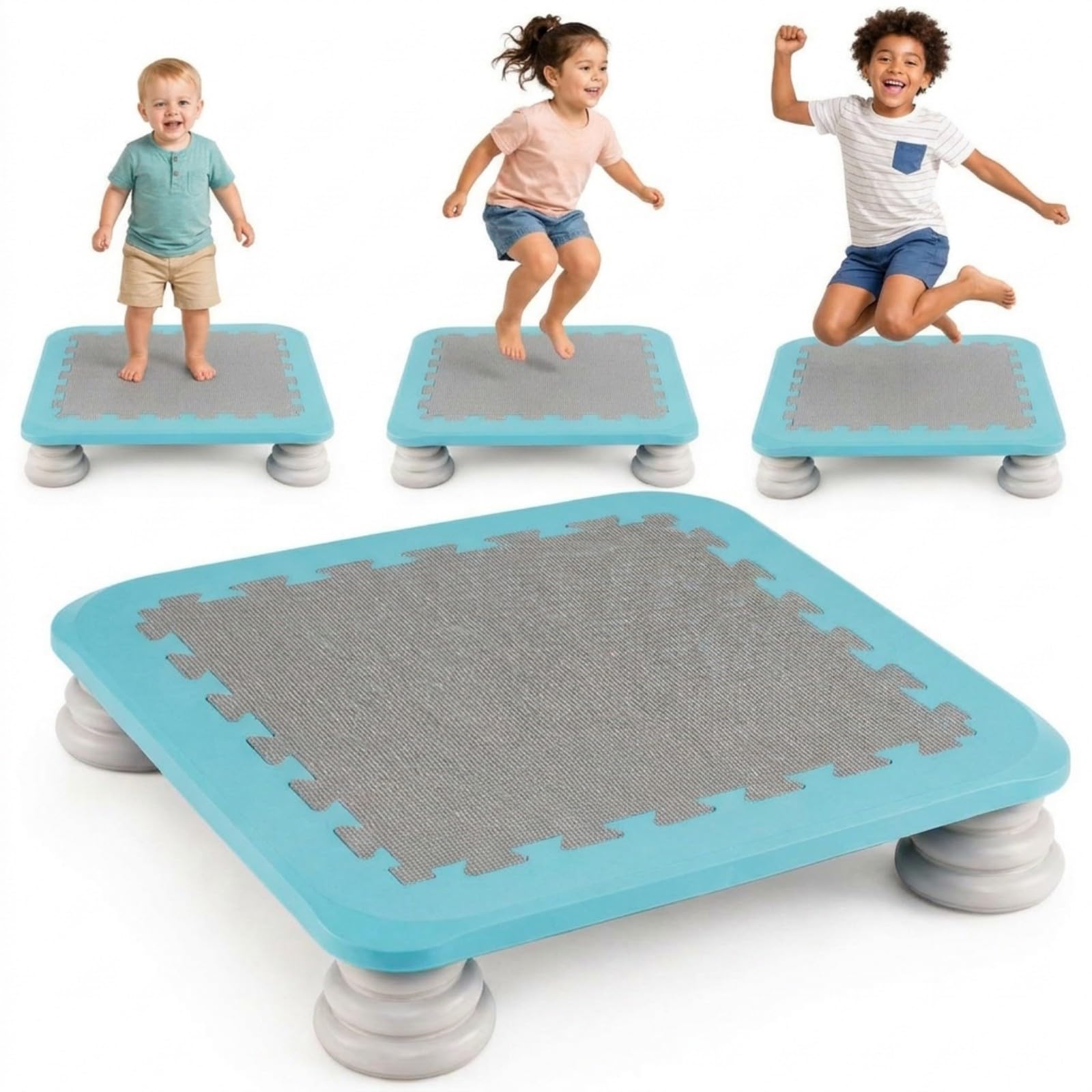 SPOTRAVEL Kids Mini Trampoline, 65cm Sensory Bouncing Board (Blue)