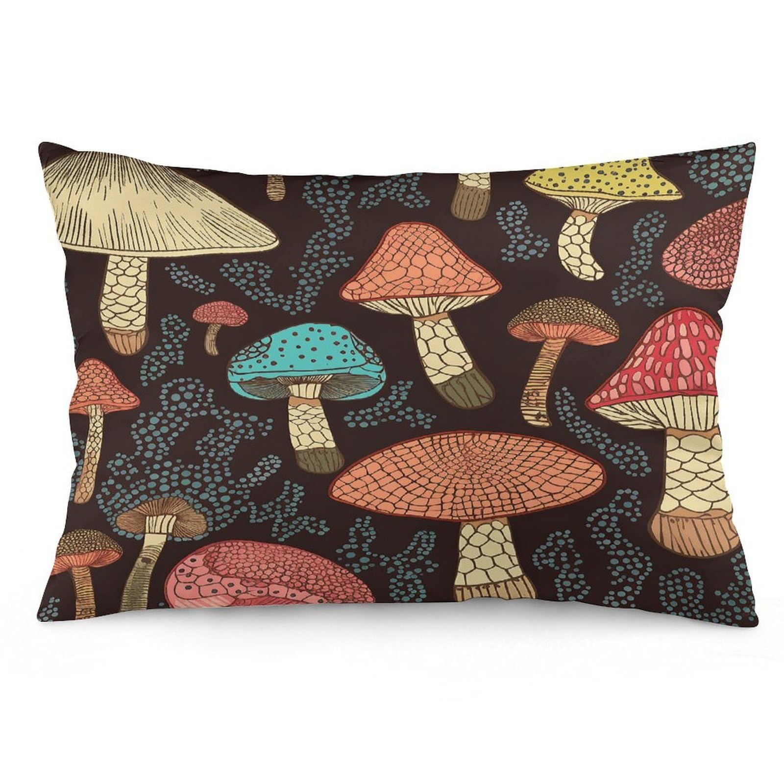 Mushroom Throw Pillow Cover Soft Lumbar Pillow Covers with Zipper Breathable Rectangular Cushion Case Polyester Pillow Case Decorative Body Pillow Cover for Couch Bed