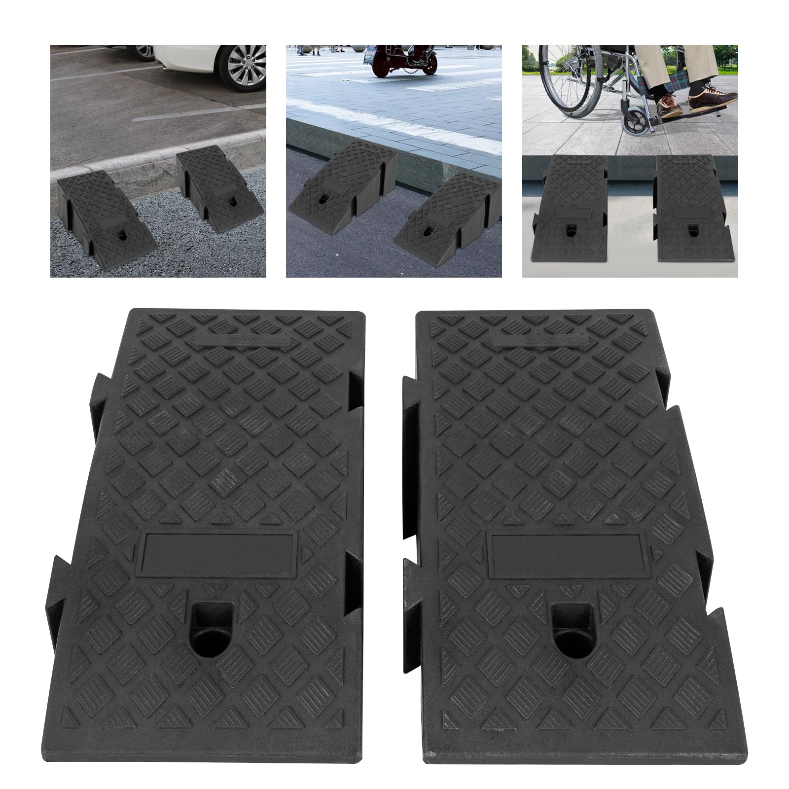 2 rampas de reparación de coche, rampas de carga antideslizantes portátiles, rampas de plástico, rampas de carga para taller de automóviles para mantenimiento, reparación, color negro