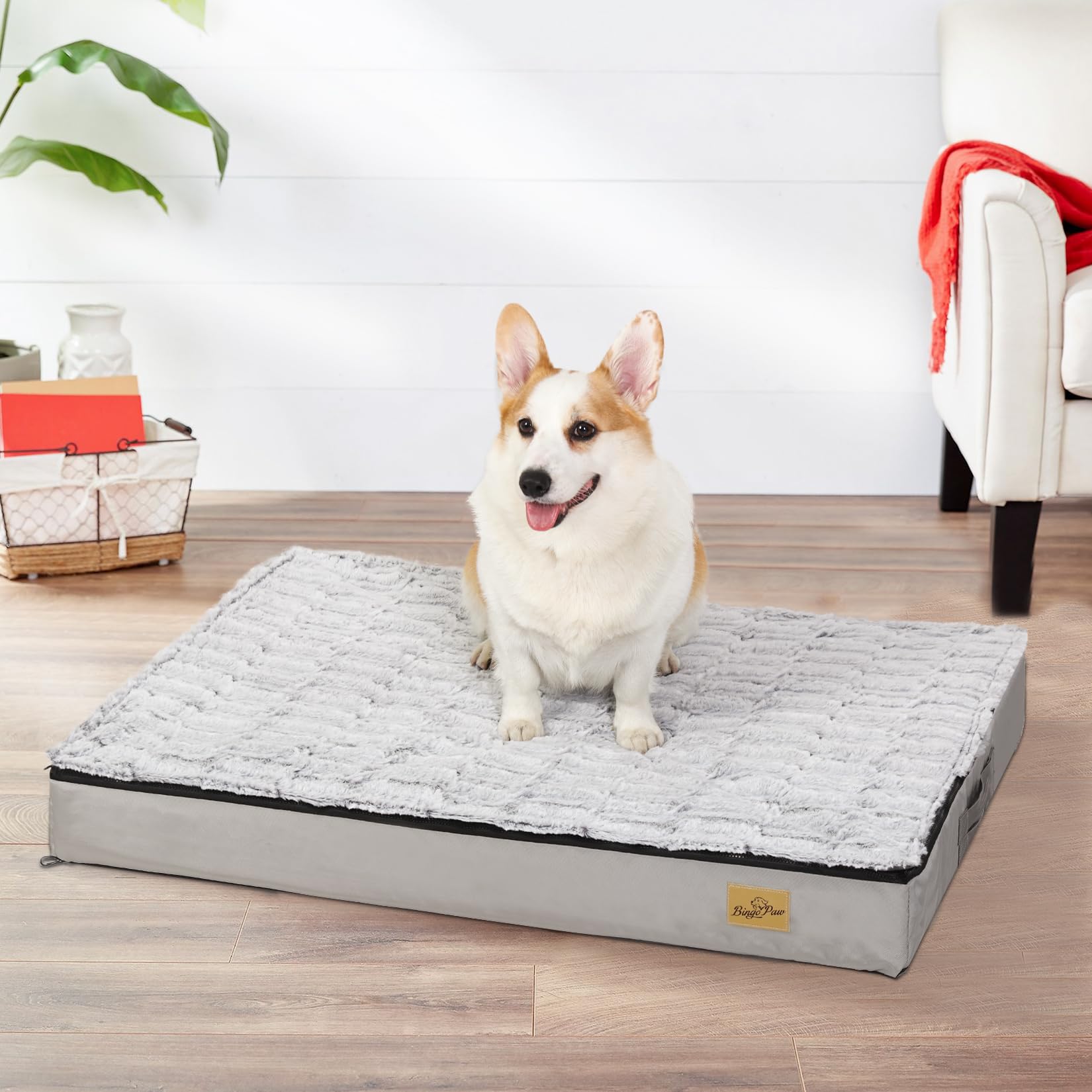 BingoPaw Coussin Grand Chien Déhoussable: Panier pour Chien Orthopédique Grande Taille Tapis pour Chiens Lavable Matelas Imperméable en Mousse Haute Résilience 95x70x8cm