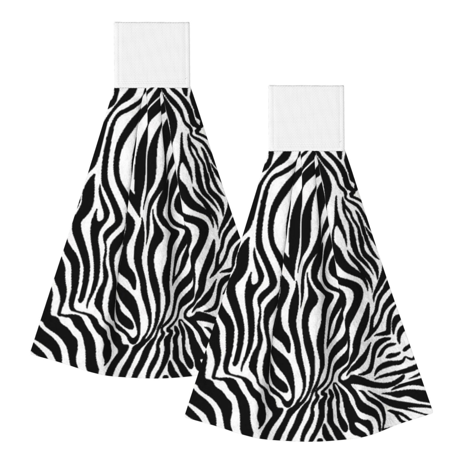 DOPKLNA Zebra Print, 2 Pcs Hanging Coral Fiber Hand Towels for Bathroom, Absorbent Kitchen Towels