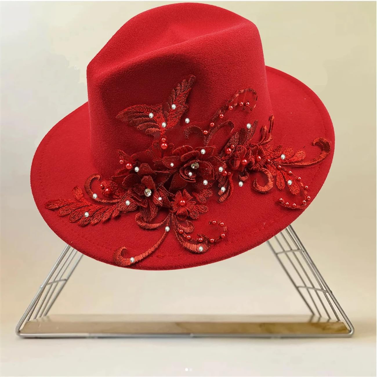 Francese Elegante Fiore Accessori Donna Wedding Hat Moda Fedora Panama Feltro Cap