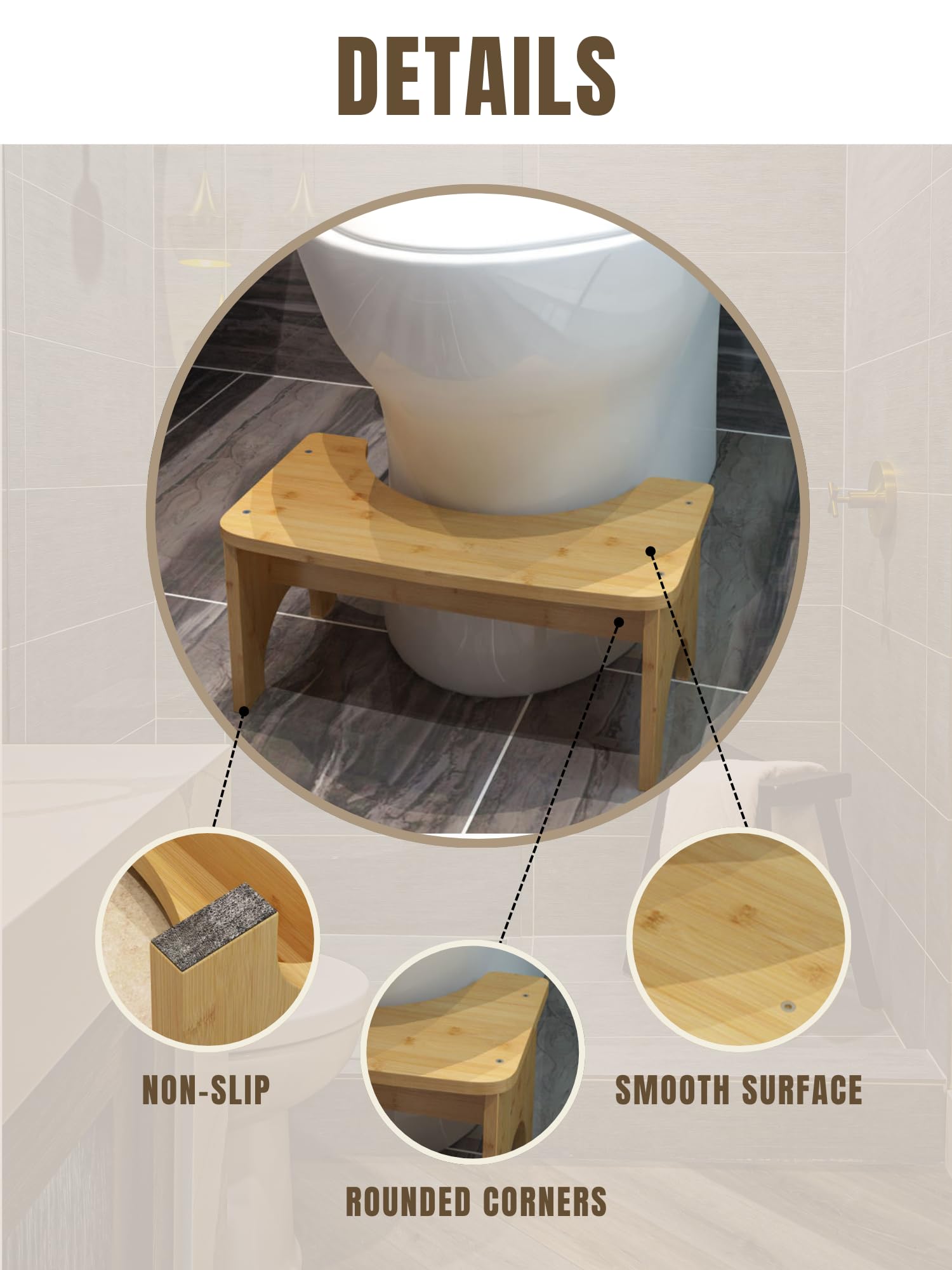 MAGIC SELECT Tabouret de Toilette en Bois, Marche Ergonomique pour Salle de Bain, Multifonctionnel. Aide la Posture Naturelle des Dépôts Soulage l’intestin pour Les Enfants et Les Adultes.