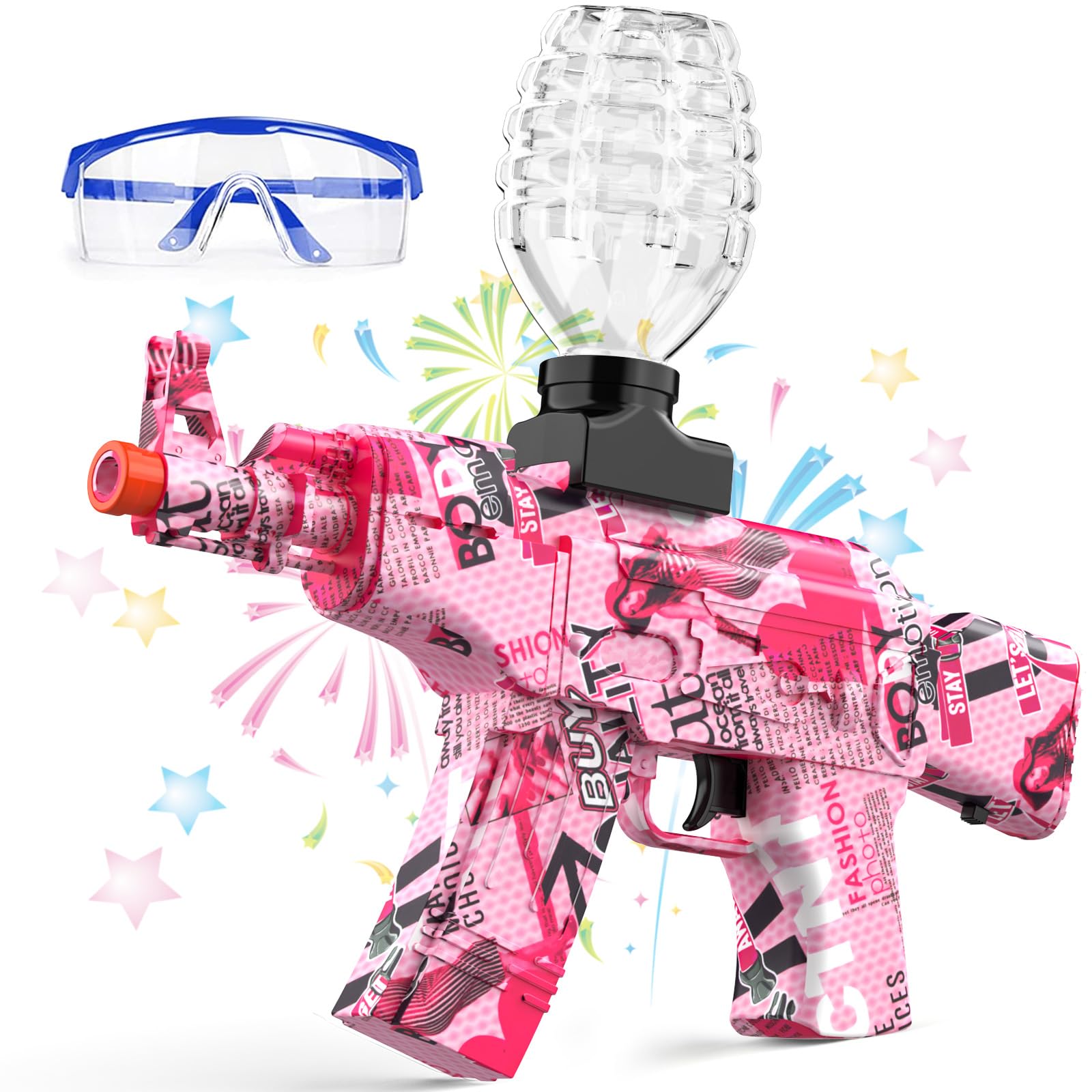 Gel Ball Blaster Gun Automatic, Powerful Splat Gun Shooter for Outdoor Battle Games, Electric Gel Gun Toy for Teens & Adults, Ideal, 15+, Pink