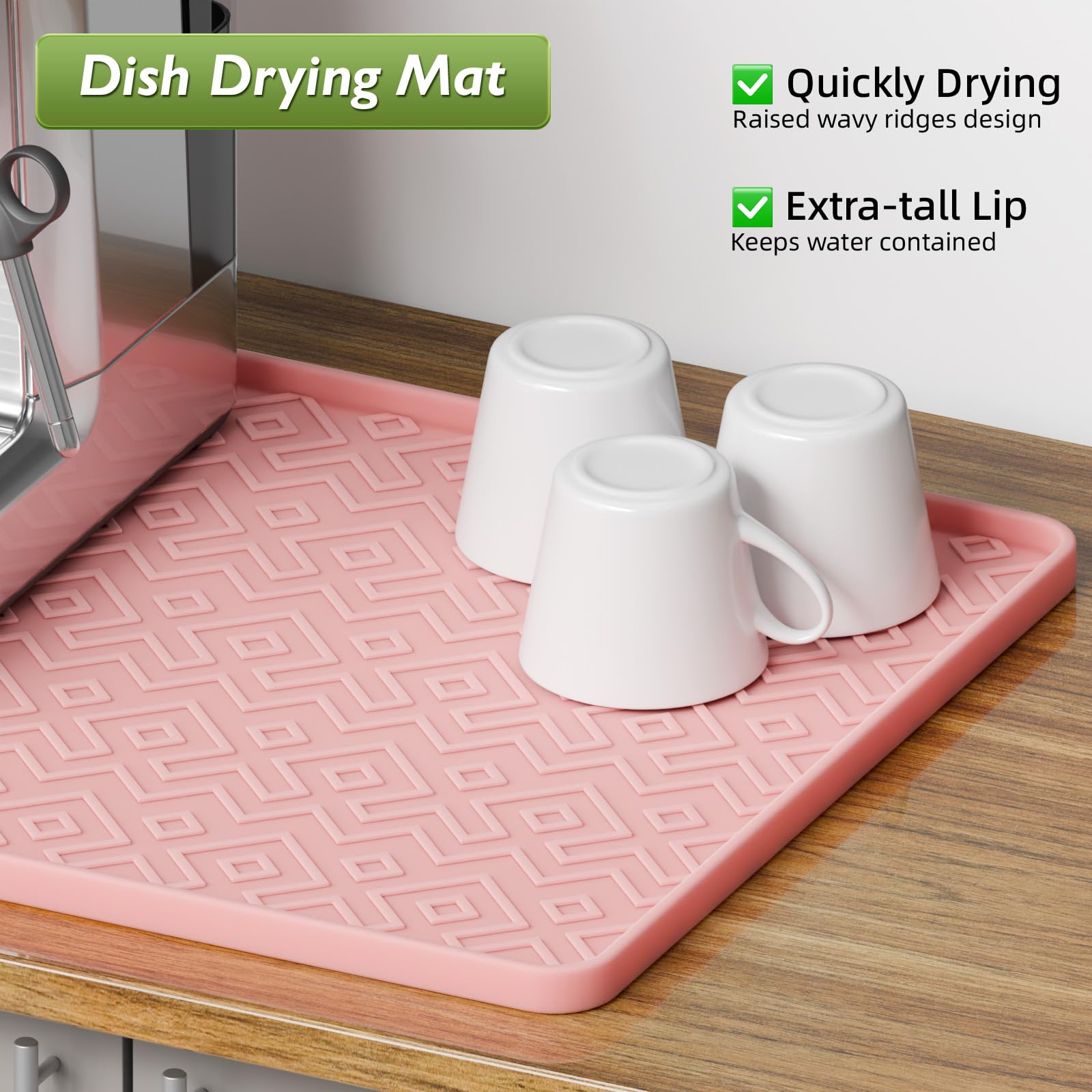 Silicone Coffee Mat 19" x 12", Waterproof Coffee Bar Mat, Spill-Proof Coffee Maker Mat for Kitchen Counter, Non-Slip Coffee Machine Mat, Durable Counter Protector — Amazon image 4
