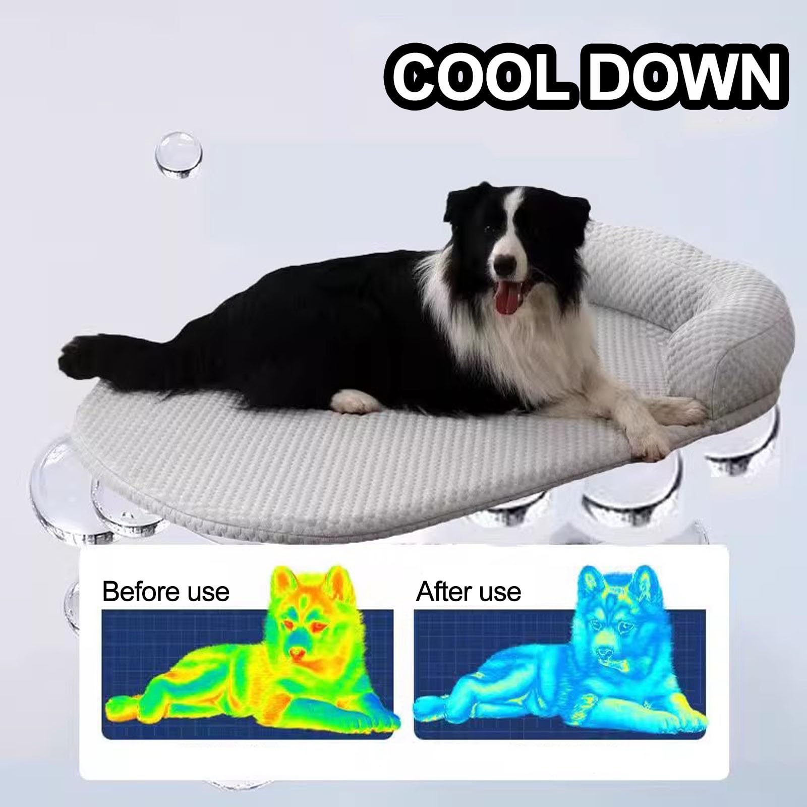Manta Refrescante Perro con Almohada, Extraíble for Limpieza, Base Antideslizante(Green,80x60cm)