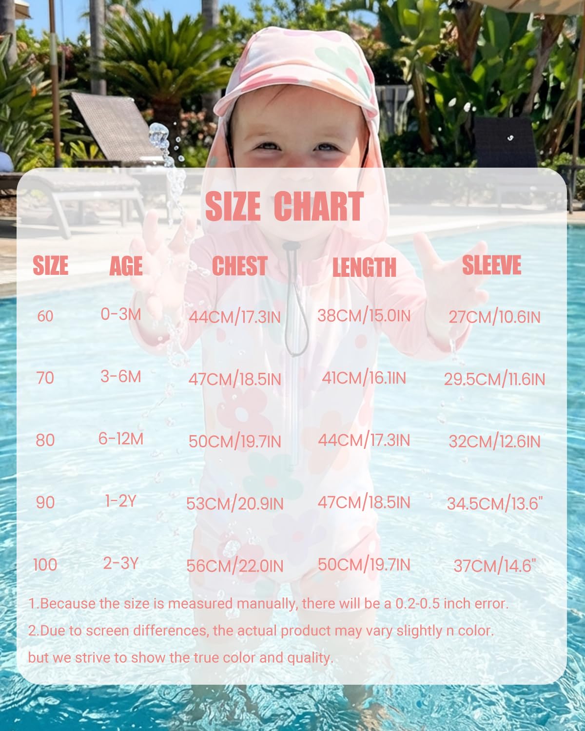 Maillot de Bain Bebe Garçon Fille Anti UV 3 Mois - 3 Ans, UPF 50+ Combinaison Bebe avec Chapeau, Tee Shirt Bébé à Manches Longues