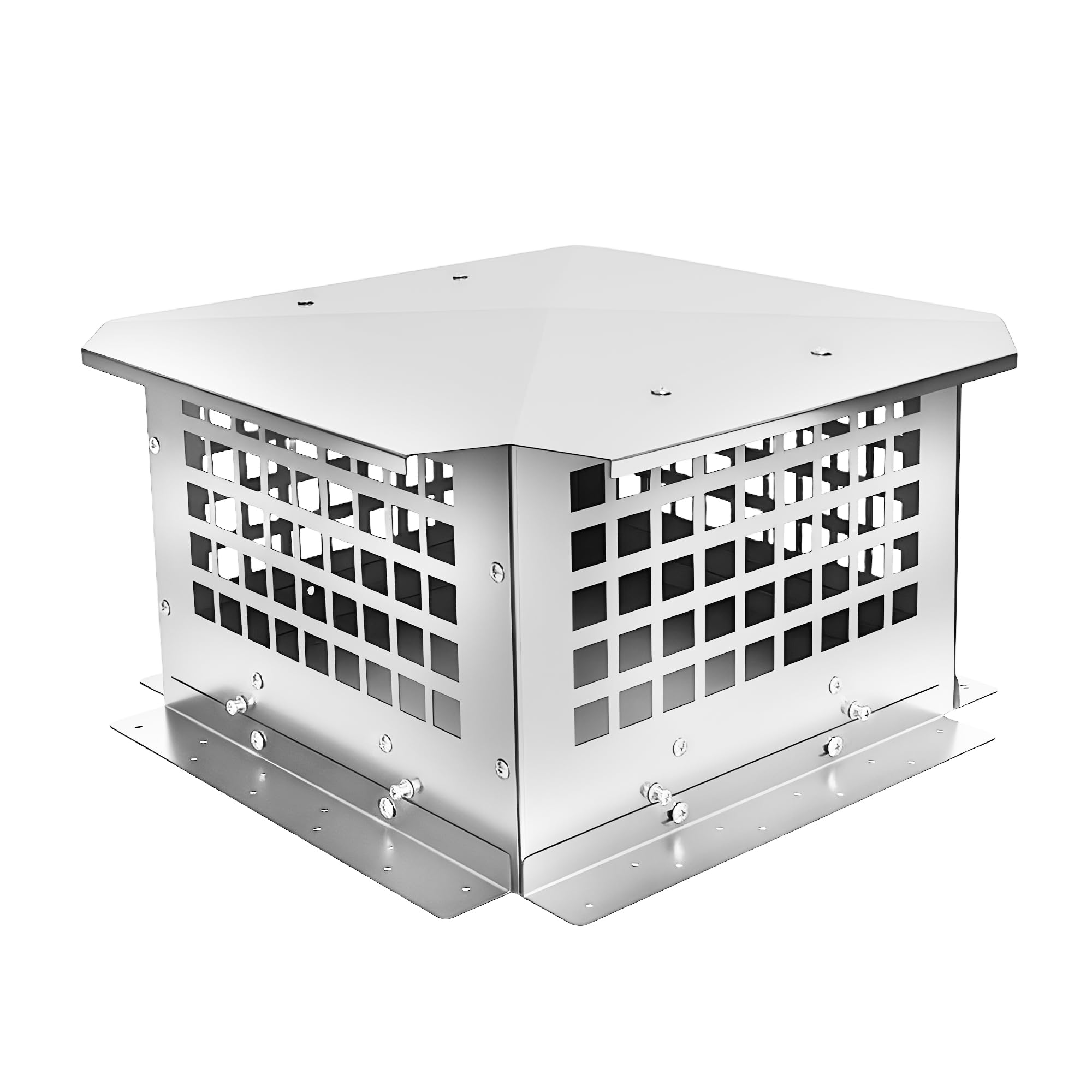 LTSEAME Chimney Cap, 13" x 13" Chimney Cover Stainless Steel Fireplace Chimney Flue Caps, Adjustable Metal Strips with Bolts Screws (13" x 13")